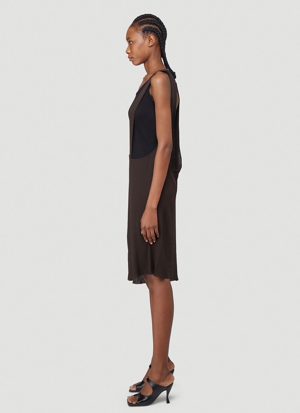 Bottega Veneta Deconstructed Layered Bi-Color Sheer Silk Ribbed Knit Dress Size XS / US 0-2 / IT 36-38 - 6 Thumbnail