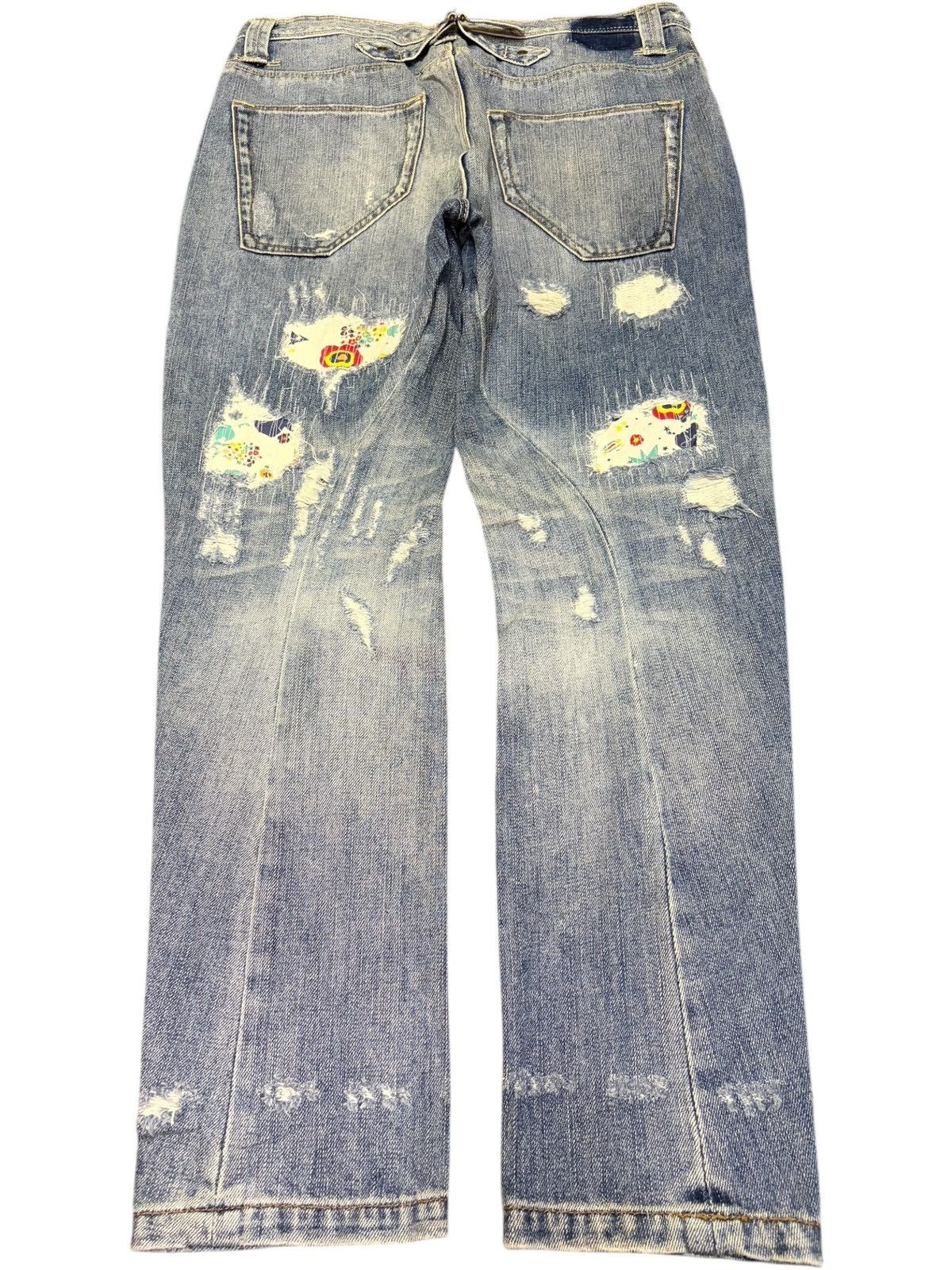 Kapital Vintage Japanese Brand Buckle Back Sashiko Distress Jeans Size 31" - 2 Thumbnail