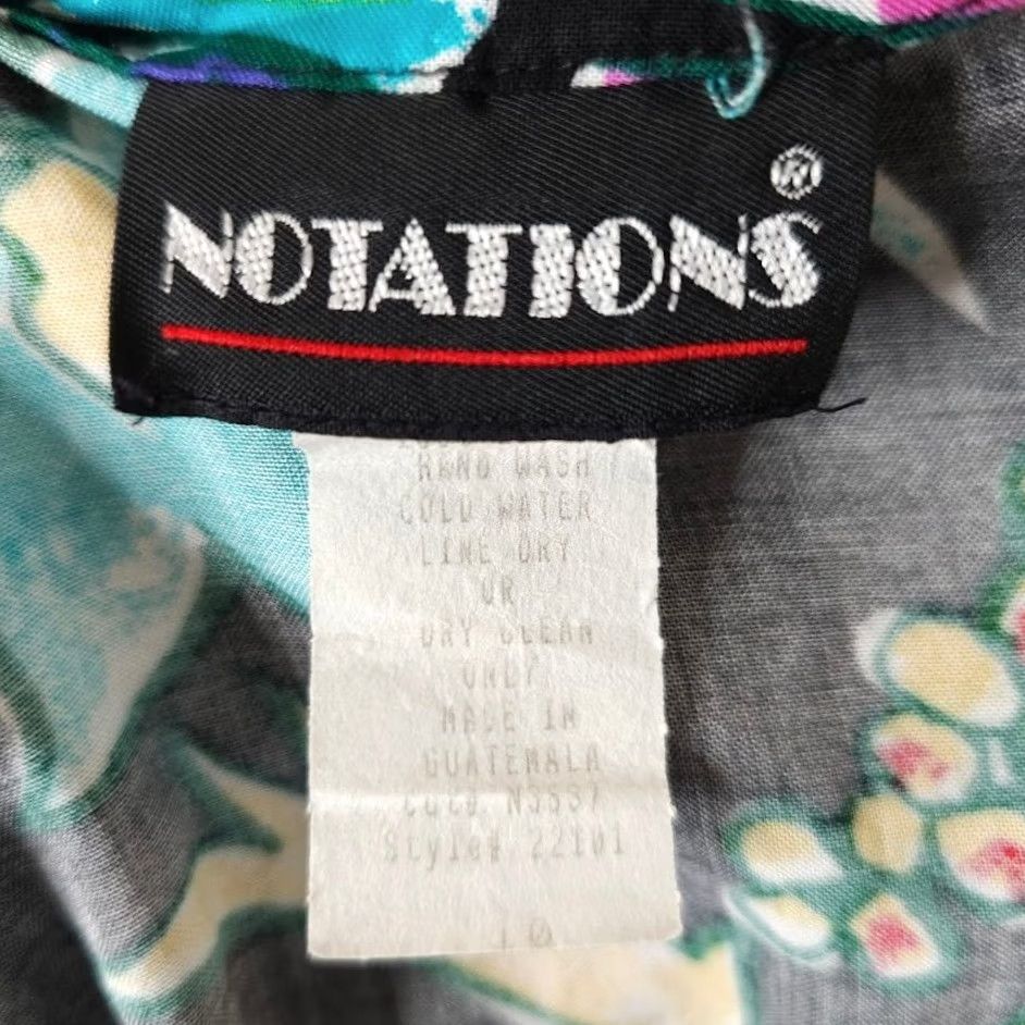 Vintage VINTAGE Notations Floral Hawaiian Shirt Womens Medium Black 90s Button-Up Short Sleeve | Rayon | Casual Beachwear Mens? Womens Size M / US 6-8 / IT 42-44 - 5 Thumbnail