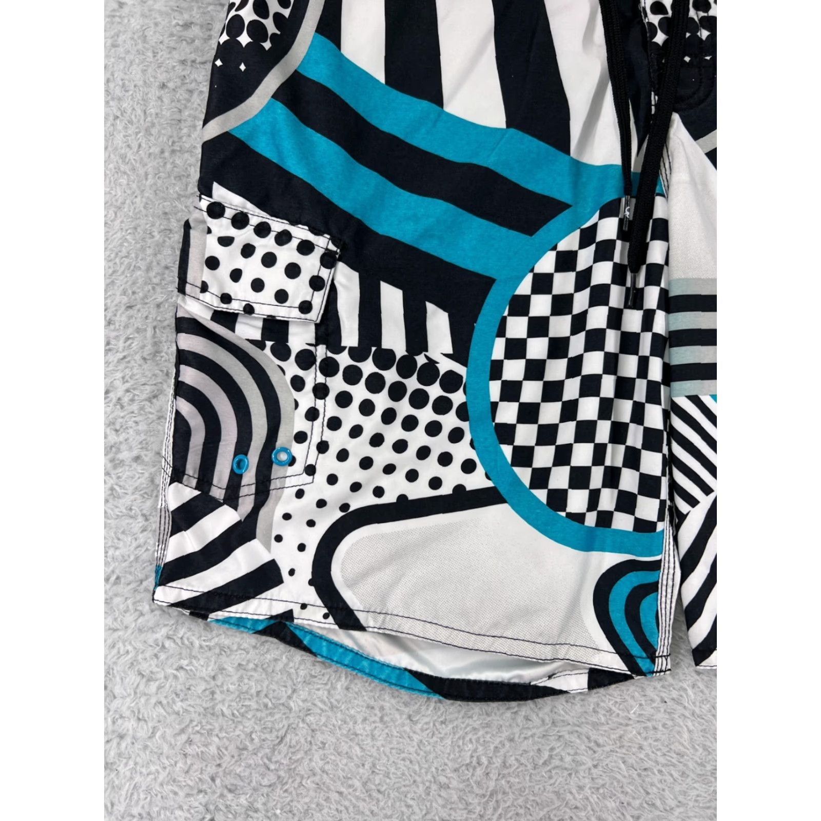 Ocean Pacific Ocean Pacific Swim Trunks Mens 34 Blue Black Board Shorts Cargo Pockets Surf Beach Size US 34 / EU 50 - 5 Thumbnail