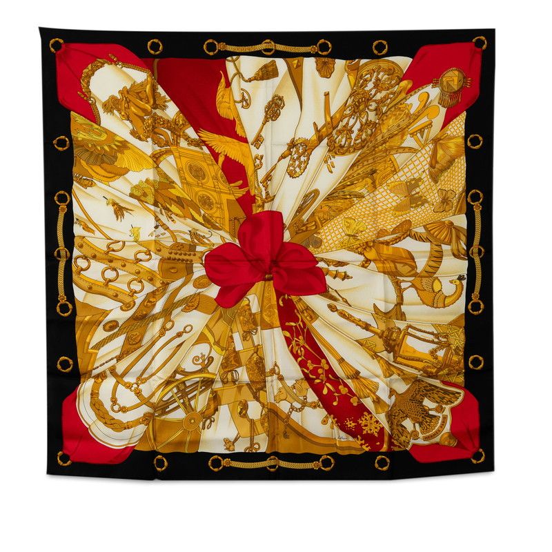 image of Hermes Carré Soleil De Soie Silk Scarf in Red, Women's