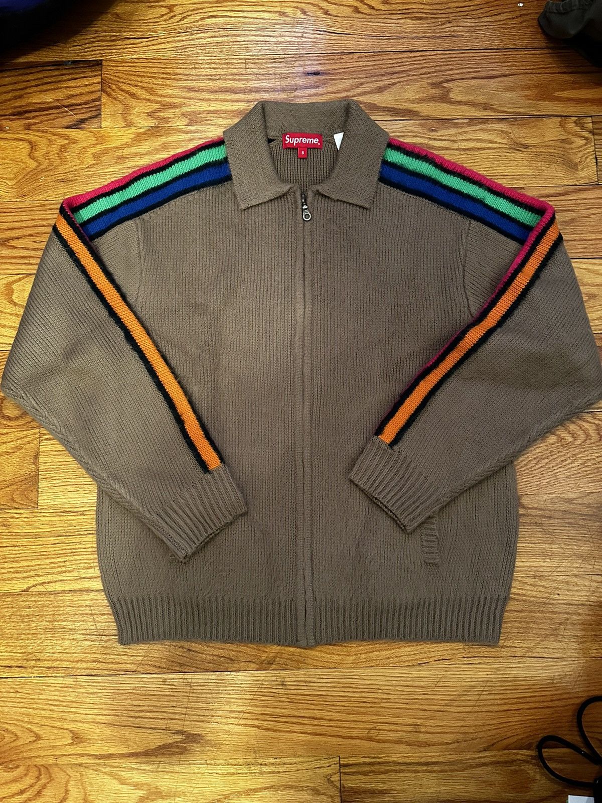 Supreme Supreme Sleeve Stripe Zip Up Sweater | Grailed