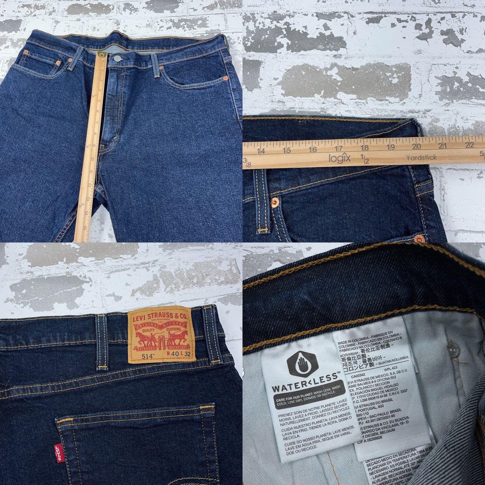 Levi's Levi's 514 Jeans Men 40x32 Slim Straight Dark Wash Denim Pants Stretch Size US 40 / EU 56 - 8 Thumbnail