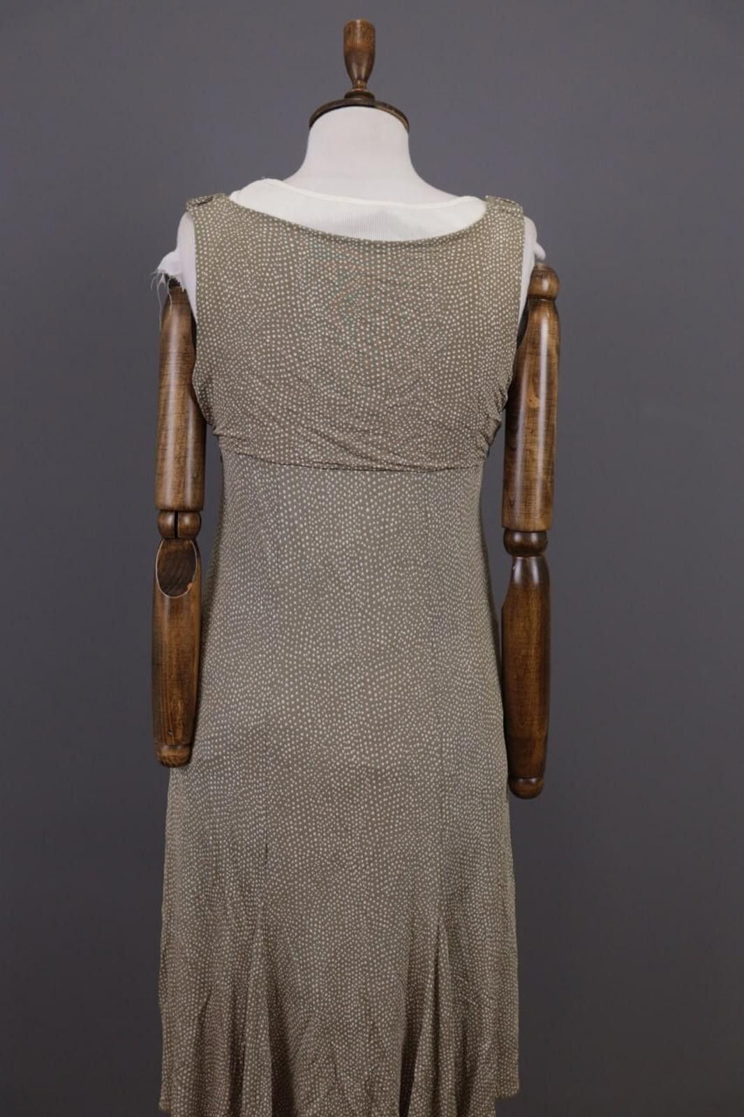 Designer Elisa Cavaletti Beige Dotted Lined Sleeveless Long Dress Size M / US 6-8 / IT 42-44 - 6 Thumbnail
