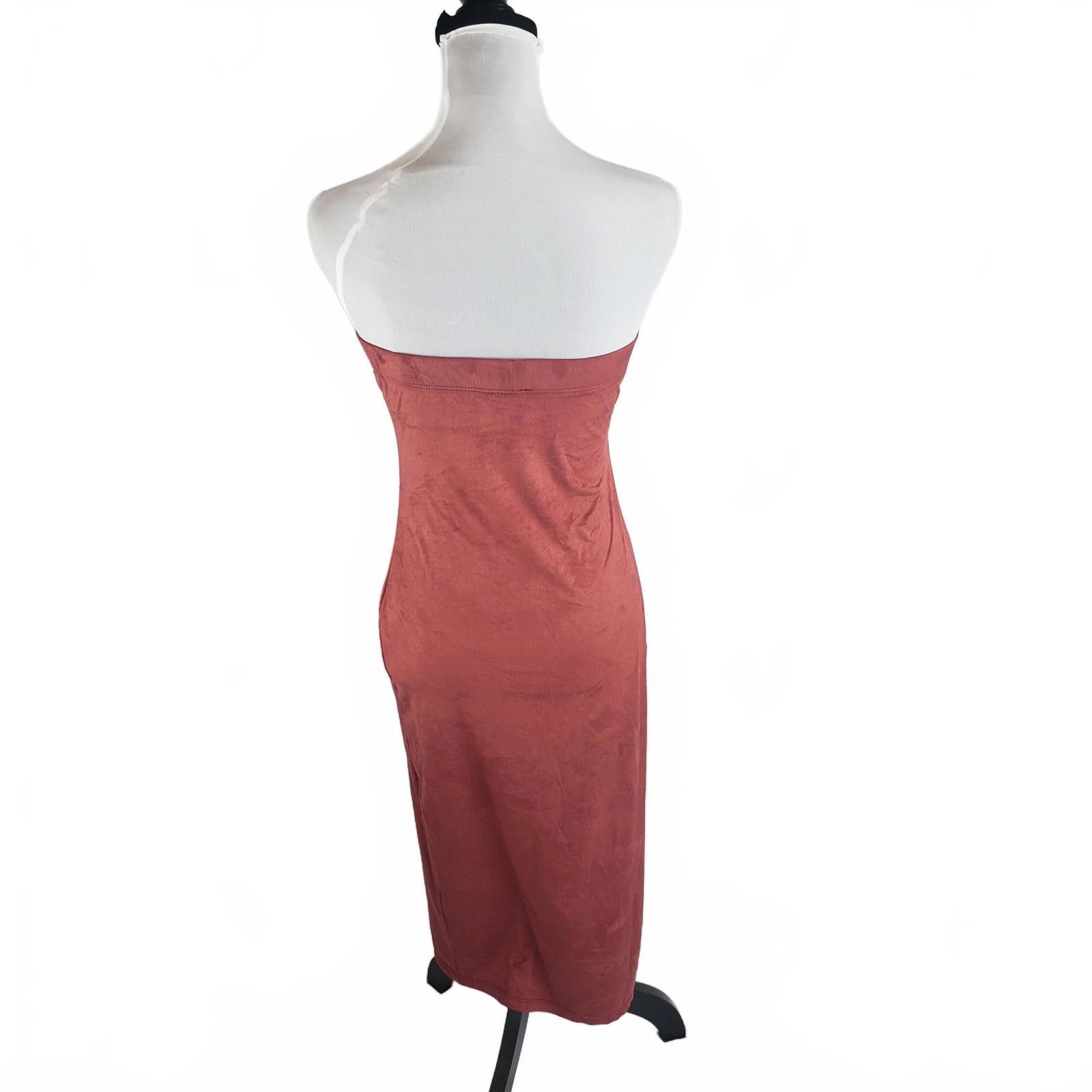 Designer Pink Owl Strapless Midi Bodycon Dress Size M / US 6-8 / IT 42-44 - 7 Thumbnail