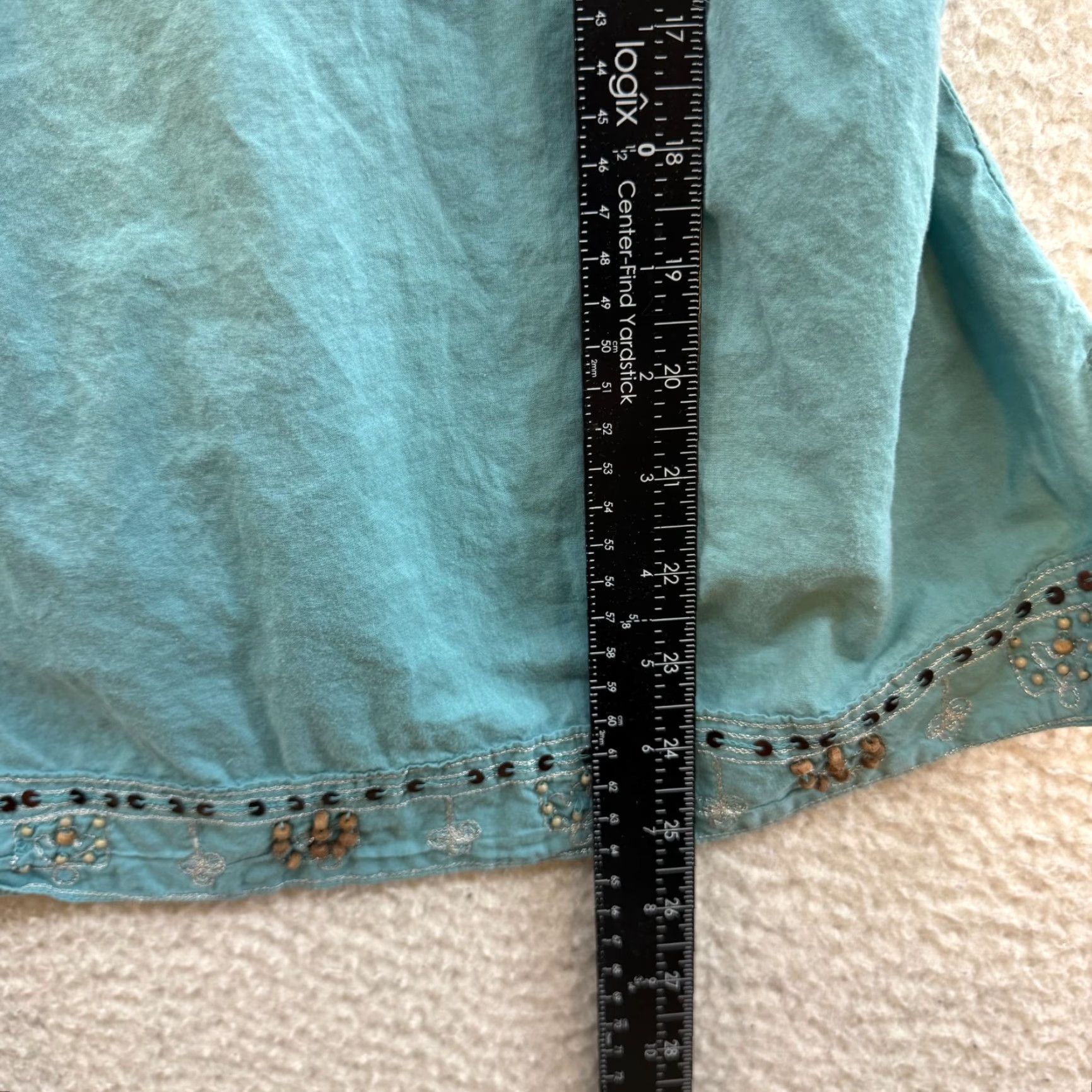 Vintage VINTAGE Y2K Cato Top Shirt M Blue Beaded Sequin Embroidered Bohemian Womens Size M / US 6-8 / IT 42-44 - 7 Thumbnail