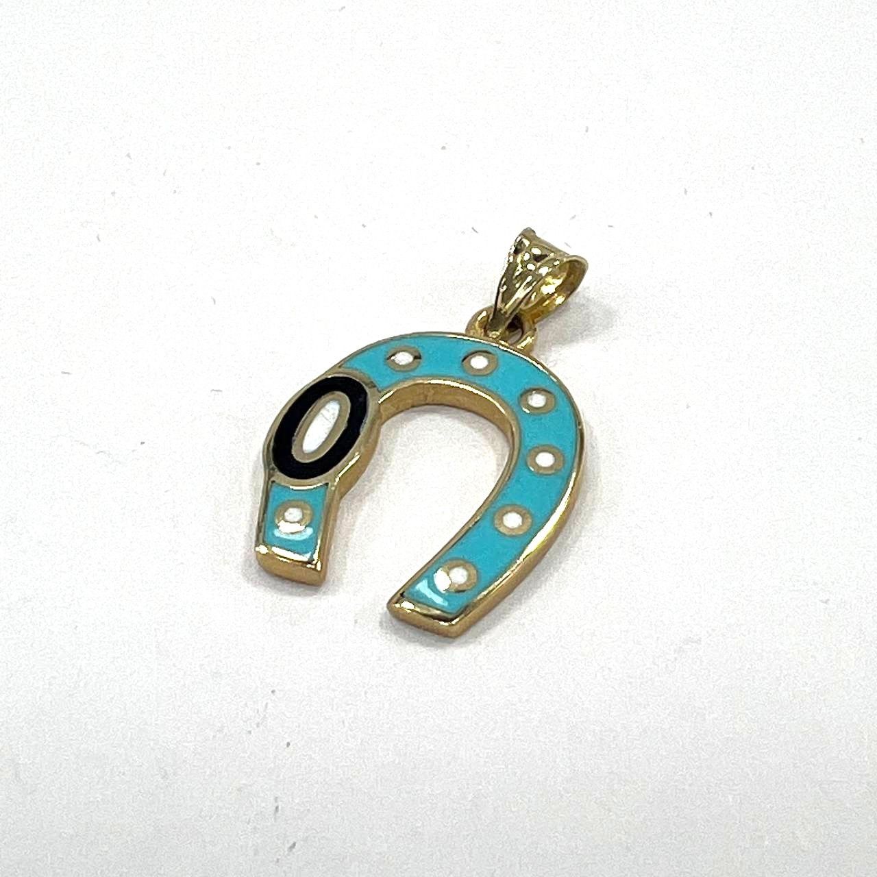 Other 14K Yellow Gold Horseshoe Pendant Elegant Blue Size ONE SIZE - 6 Thumbnail