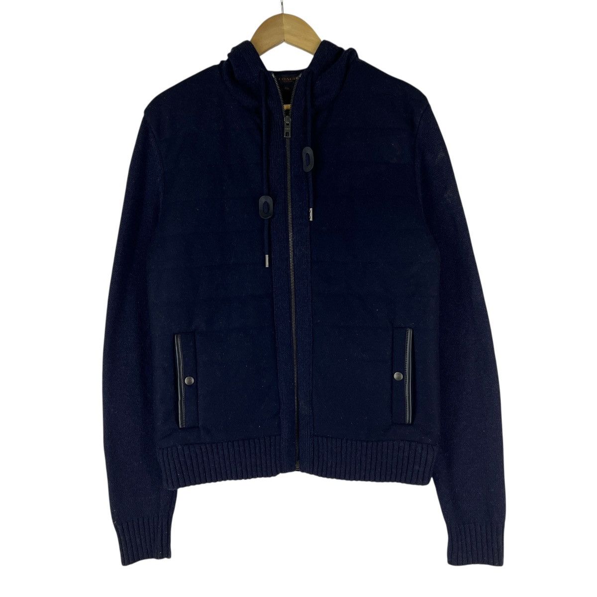 Coach 🔥 Coach Navy Blue Knit Sleeve Hoodie Jacket Size US M / EU 48-50 / 2 - 3 Thumbnail