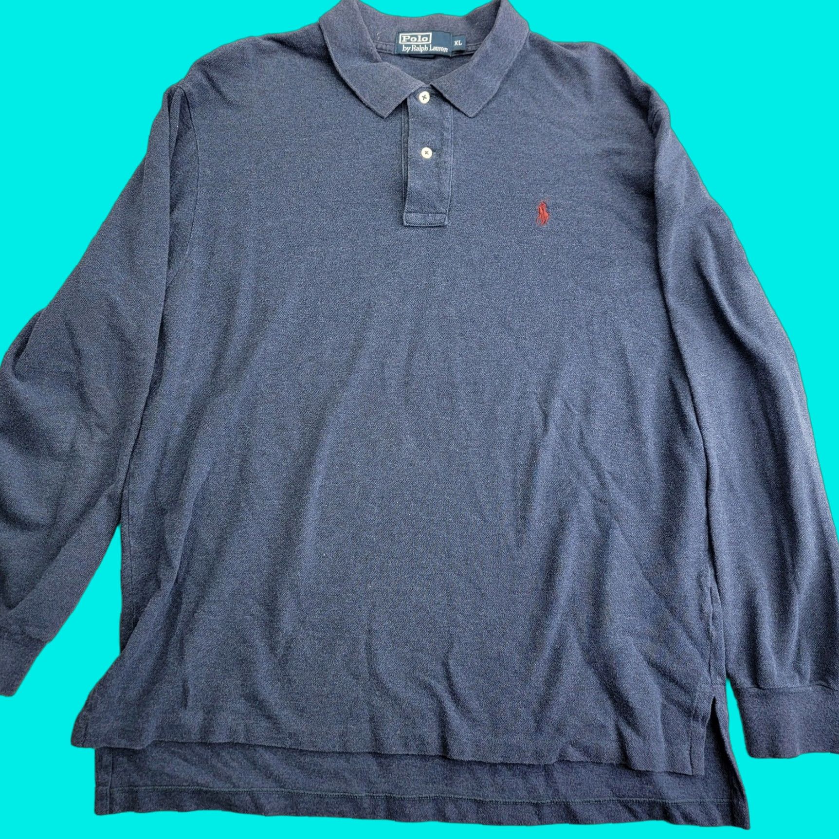Polo Ralph Lauren VINTAGE Polo Ralph Lauren Polo Shirt Mens XL Blue Long Sleeve Pony Logo Cotton Made USA Size US XL / EU 56 / 4 - 1 Thumbnail