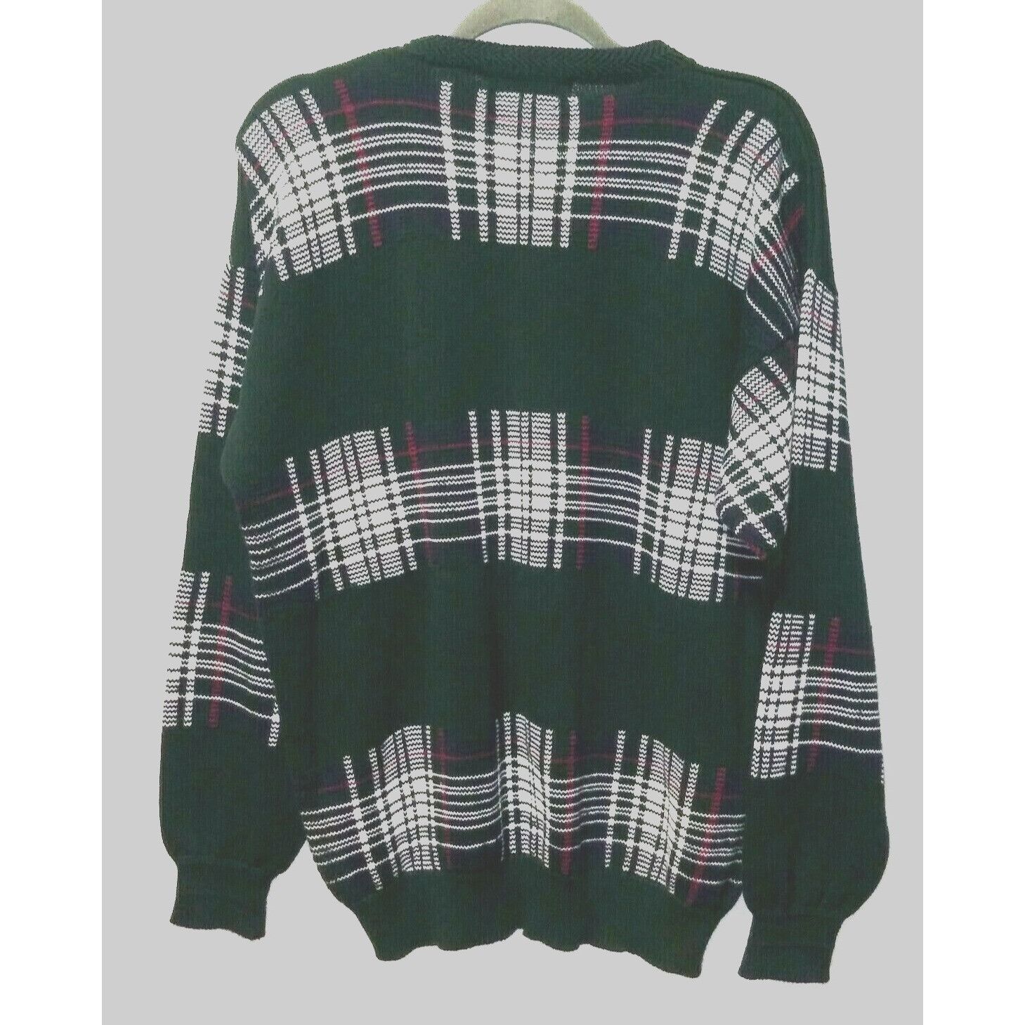 Izod IZOD Mens Sweater plaid Pullover Sz L green white long sleev Size US L / EU 52-54 / 3 - 2 Thumbnail