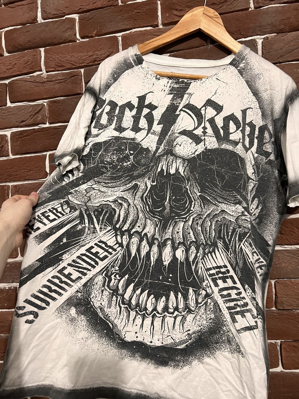 Affliction Vintage Y2K Skull AOP like ed hardy Tshirt hype drip 00s Size US L / EU 52-54 / 3 - 3 Thumbnail