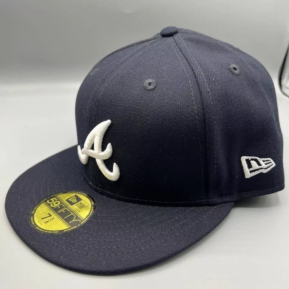 New Era Atlanta Braves Hat Men 7 5/8 59Fifty New Era Fitted Cap Size ONE SIZE - 3 Thumbnail