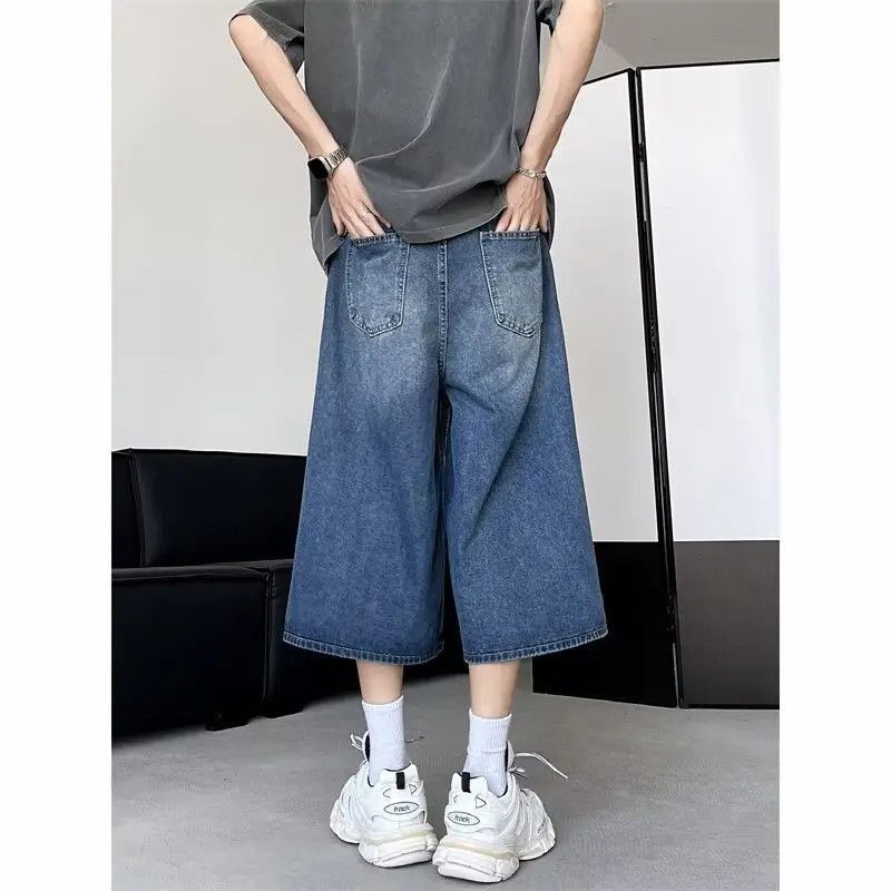 Japanese Brand Retro straight leg wide leg blue denim shorts Size US 32 / EU 48 - 4 Thumbnail