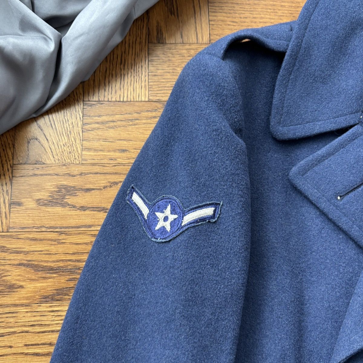 Vintage 1960s USAF Overcoat Vintage Wool Jacket Pembroke Trench 60s Size US S / EU 44-46 / 1 - 14 Thumbnail