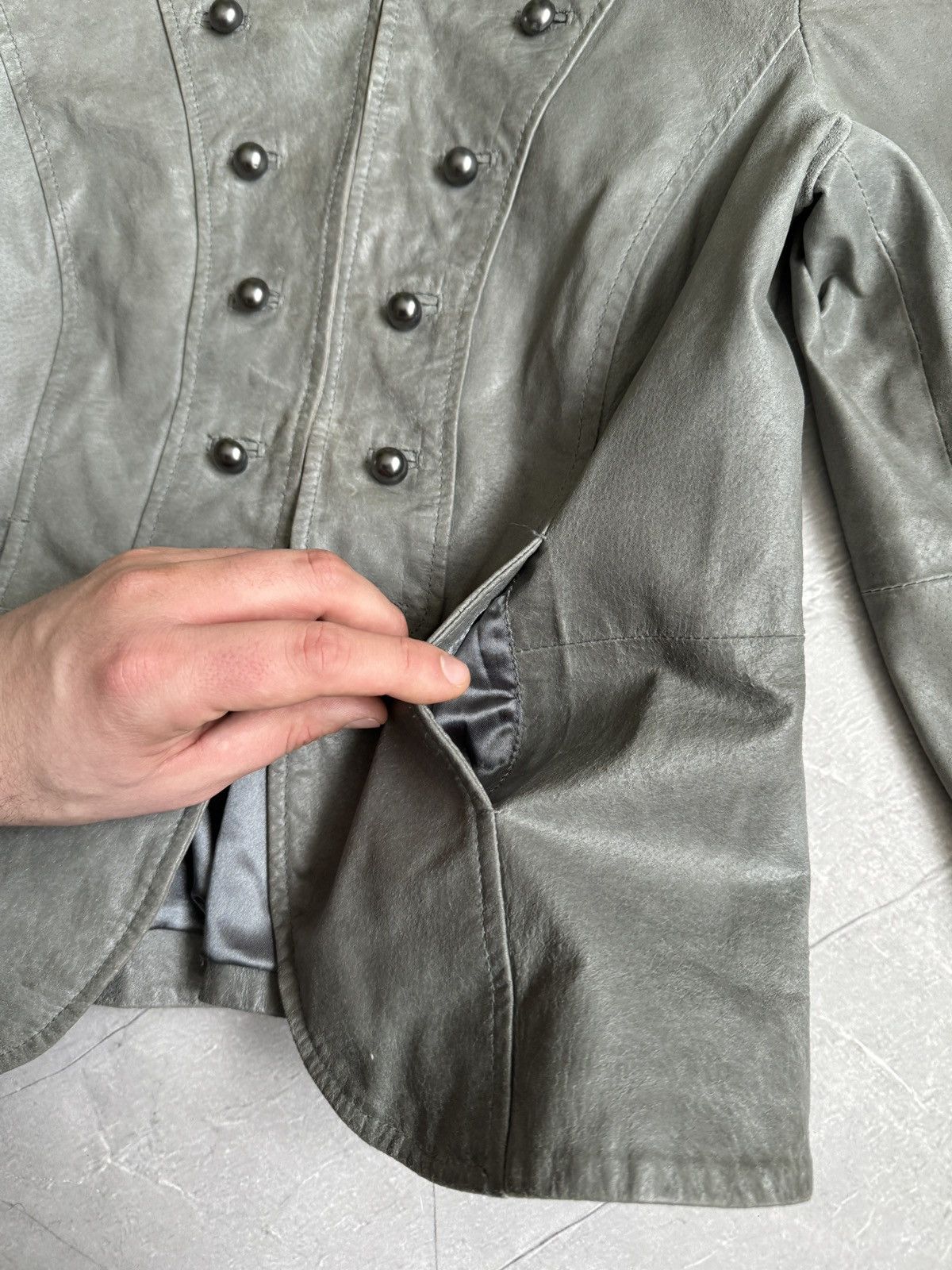 Hysteric Glamour 00s Napoleon Military Dirty Leather Jacket PPFM Style Size M / US 6-8 / IT 42-44 - 13 Thumbnail