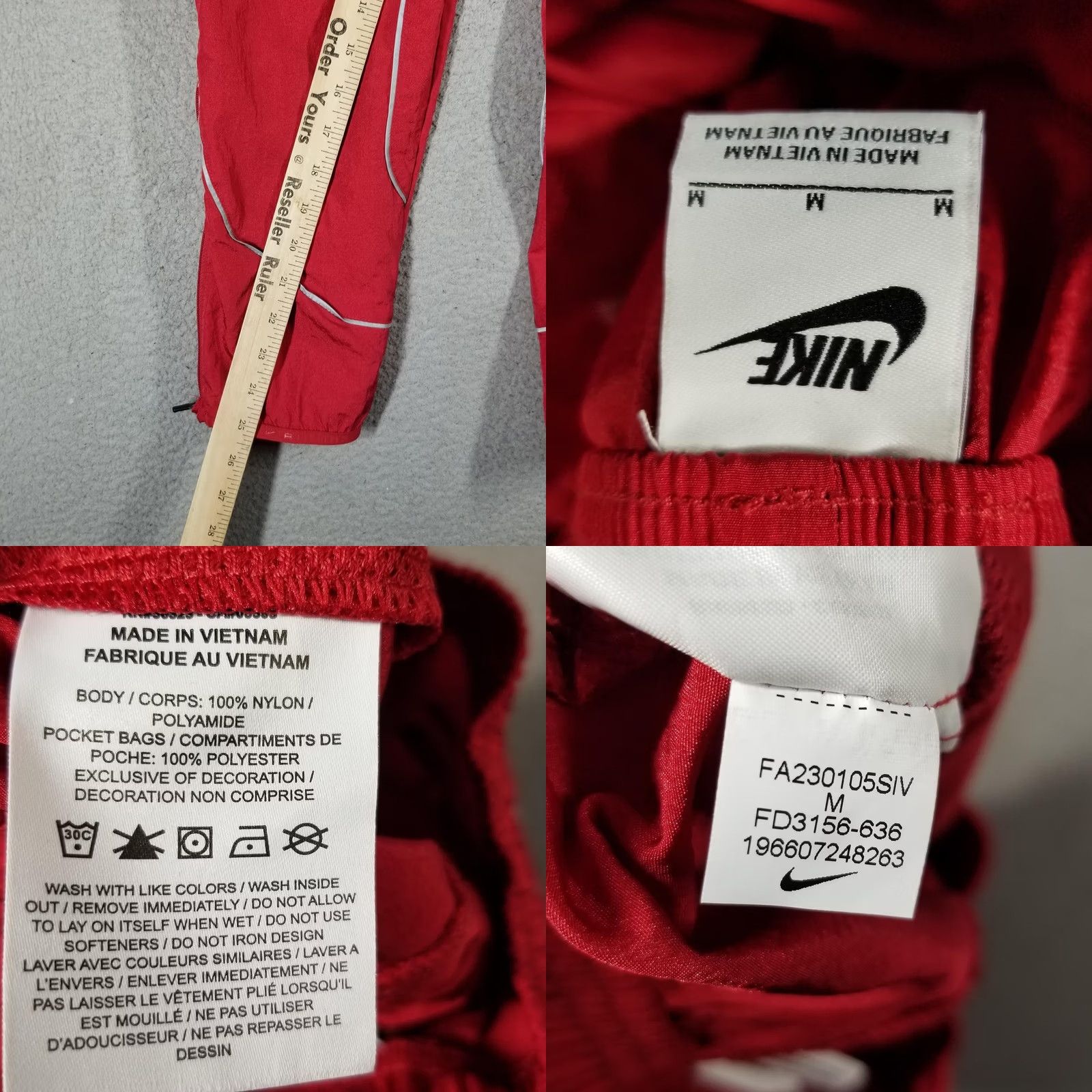 Nike Nike Air Max Pants Boys M Red FD3156-636 Nylon Windbreaker Track Athletic Size US 31 - 8 Thumbnail
