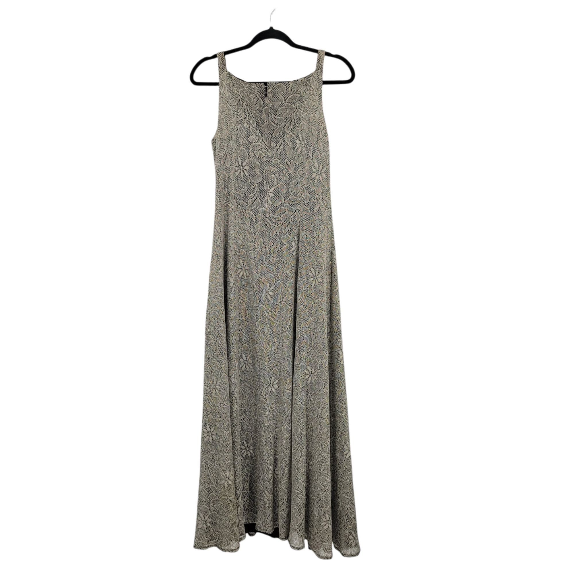 Vintage Vtg 80s Formal Gown Sz M Eggplant Metallic Lace Overlay Grun Size M / US 6-8 / IT 42-44 - 9 Thumbnail