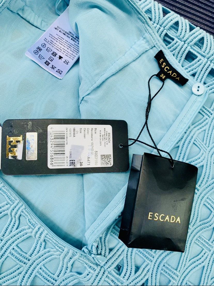 Escada ESCADA Runway Turquoise Blue Shell Knit Summer Skirt 34 New Size 24" / US 00 / IT 34 - 13 Thumbnail