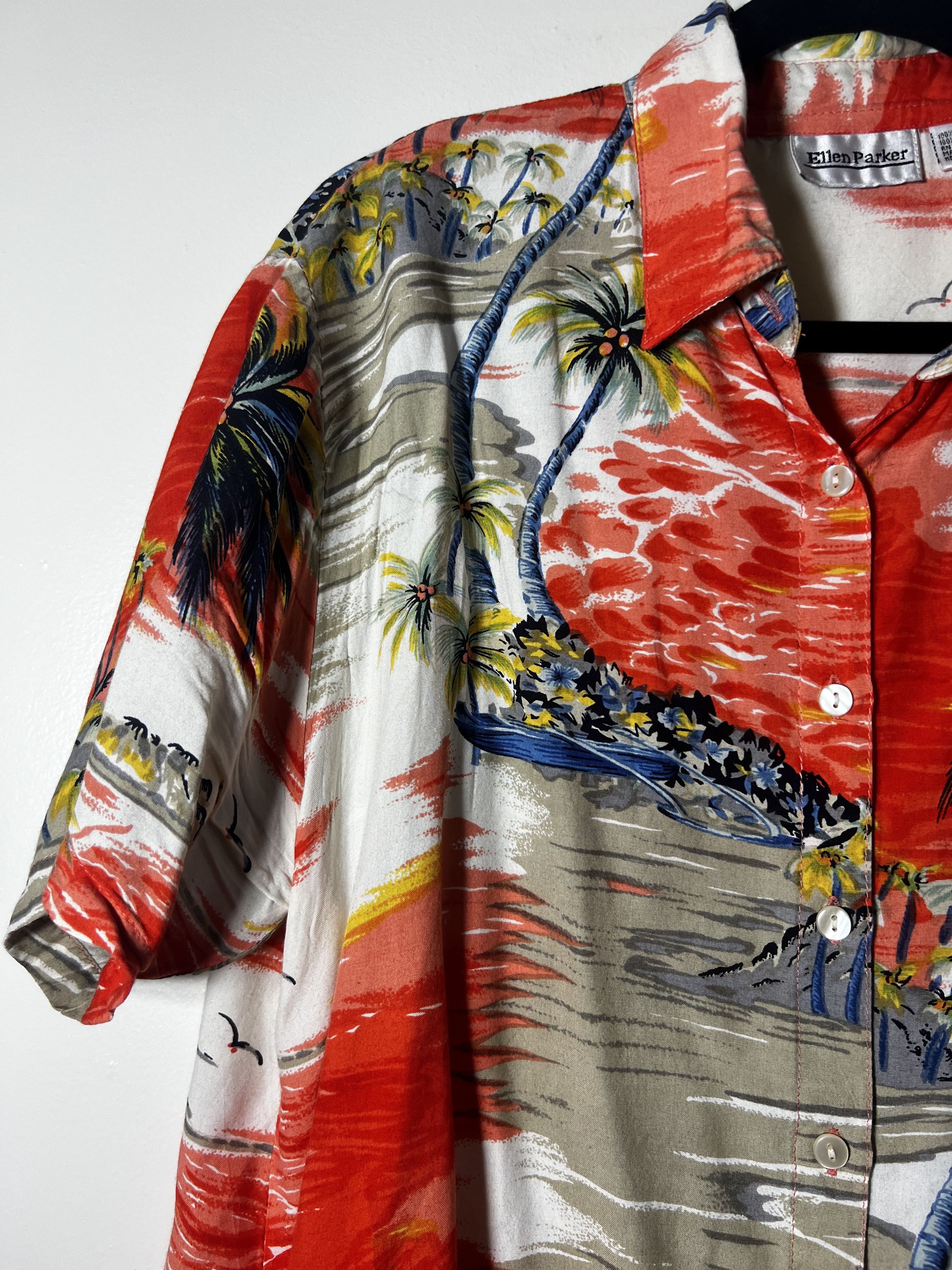 Vintage Vintage Ellen Parker Rayon Hawaiian Print Button Up Shirt Size US M / EU 48-50 / 2 - 6 Thumbnail