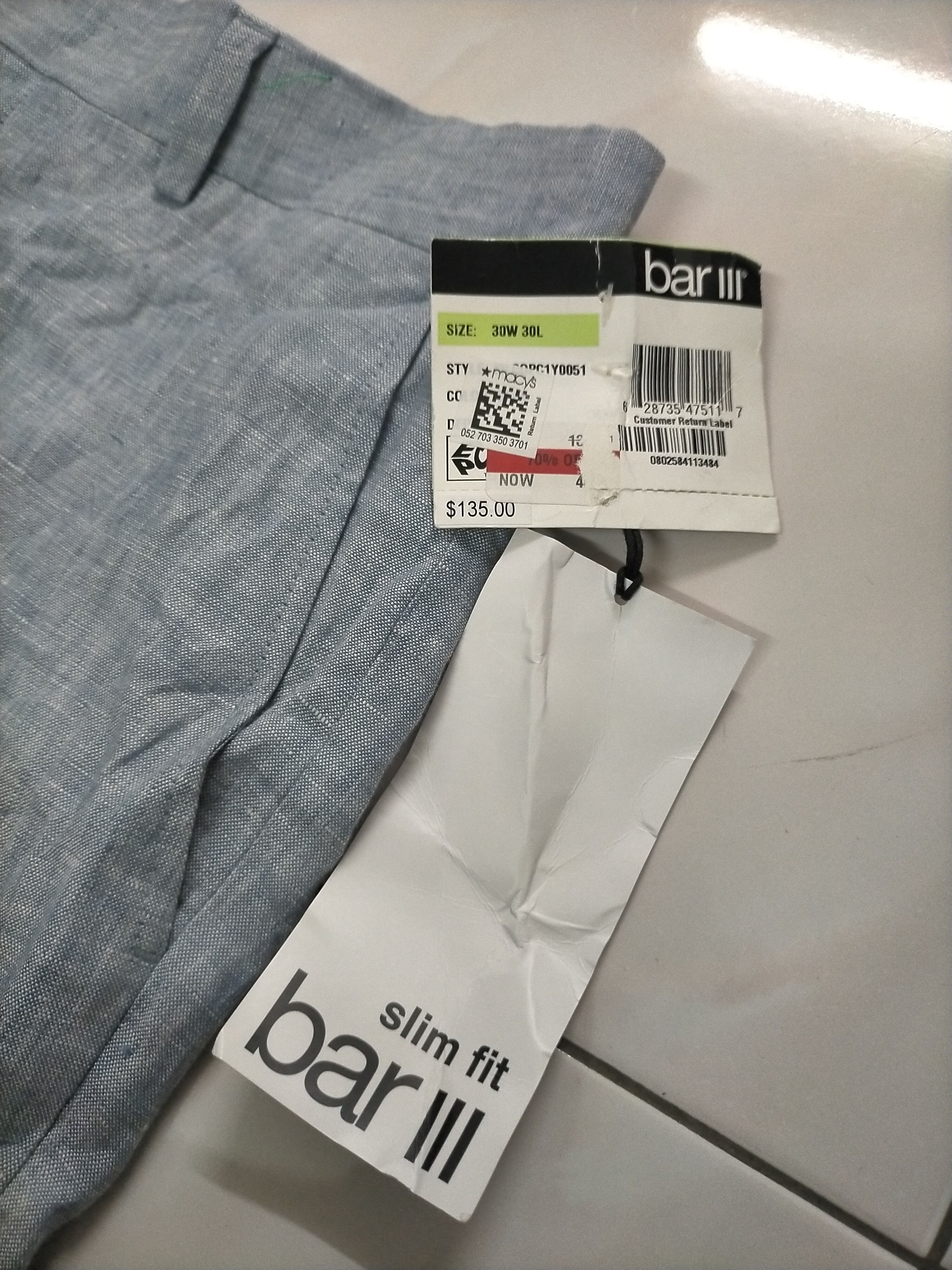 Bar III Bar lii Pants Deadstock $135 Size US 31 - 4 Thumbnail