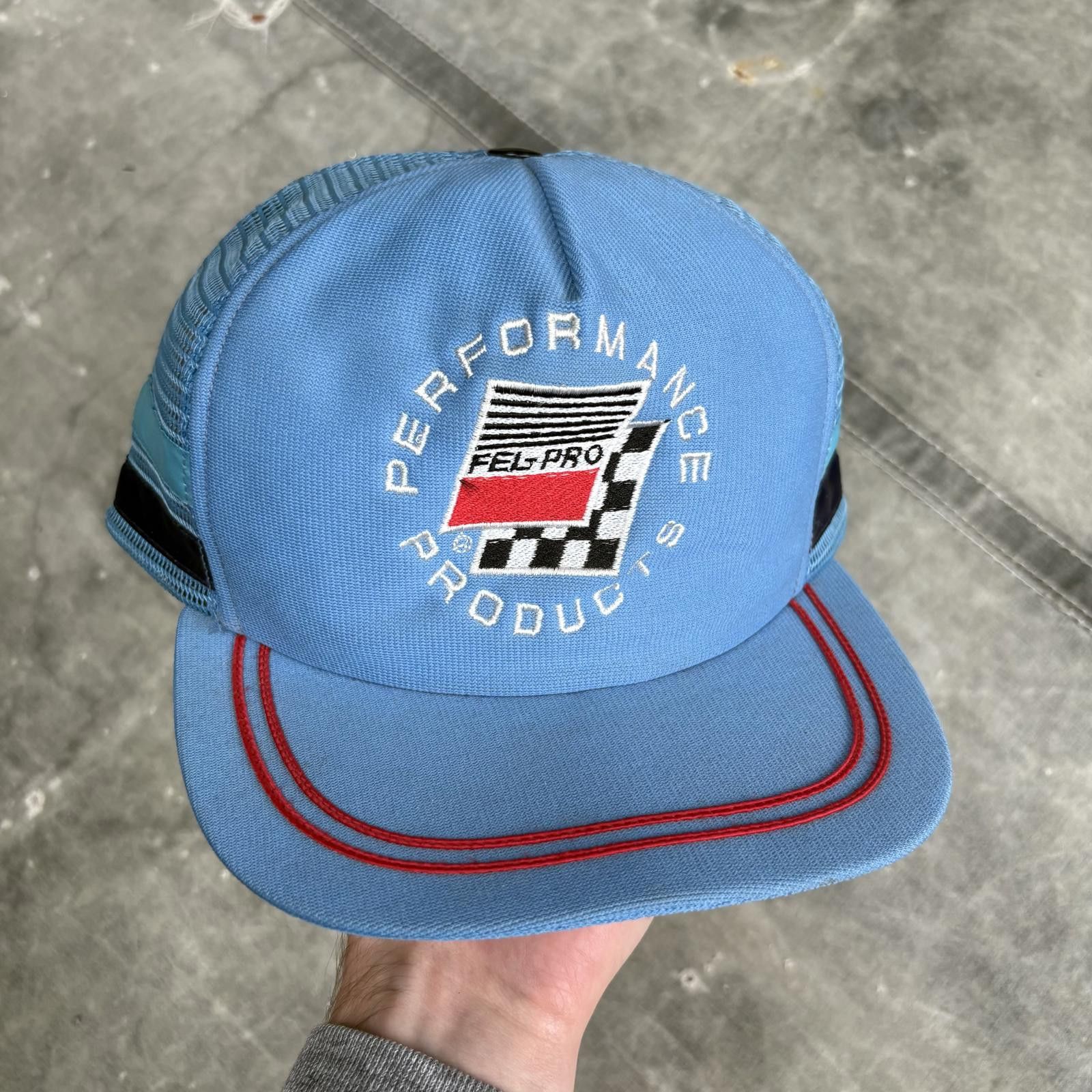 Vintage Vintage 80s Fel-Pro Performance Product 2 Stripe Trucker Hat Size ONE SIZE - 1 Thumbnail