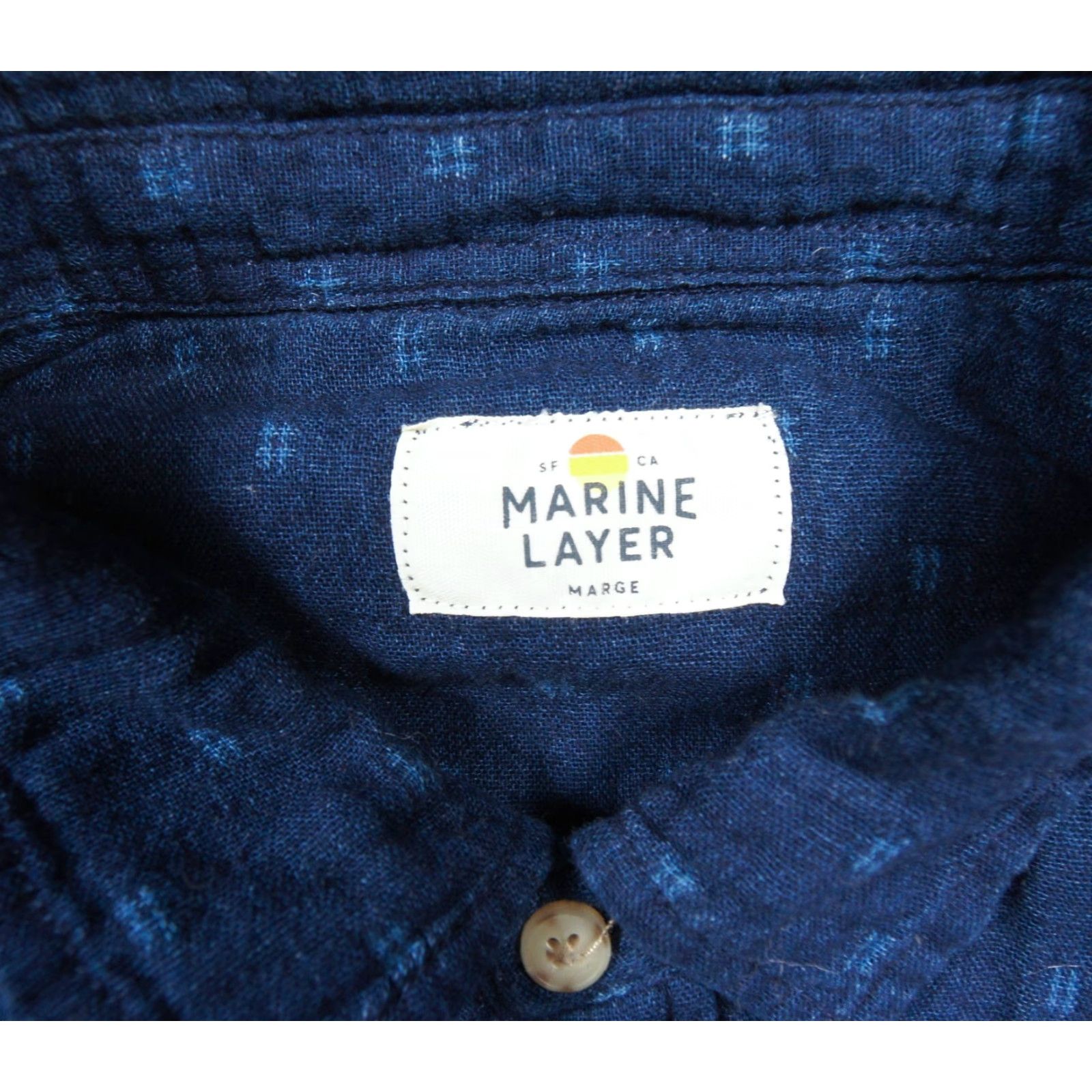 Marine Layer Marine Layer Shirt Mens Large Blue Button-Down Long Sleeve Slub Cotton Adult Size US L / EU 52-54 / 3 - 6 Thumbnail