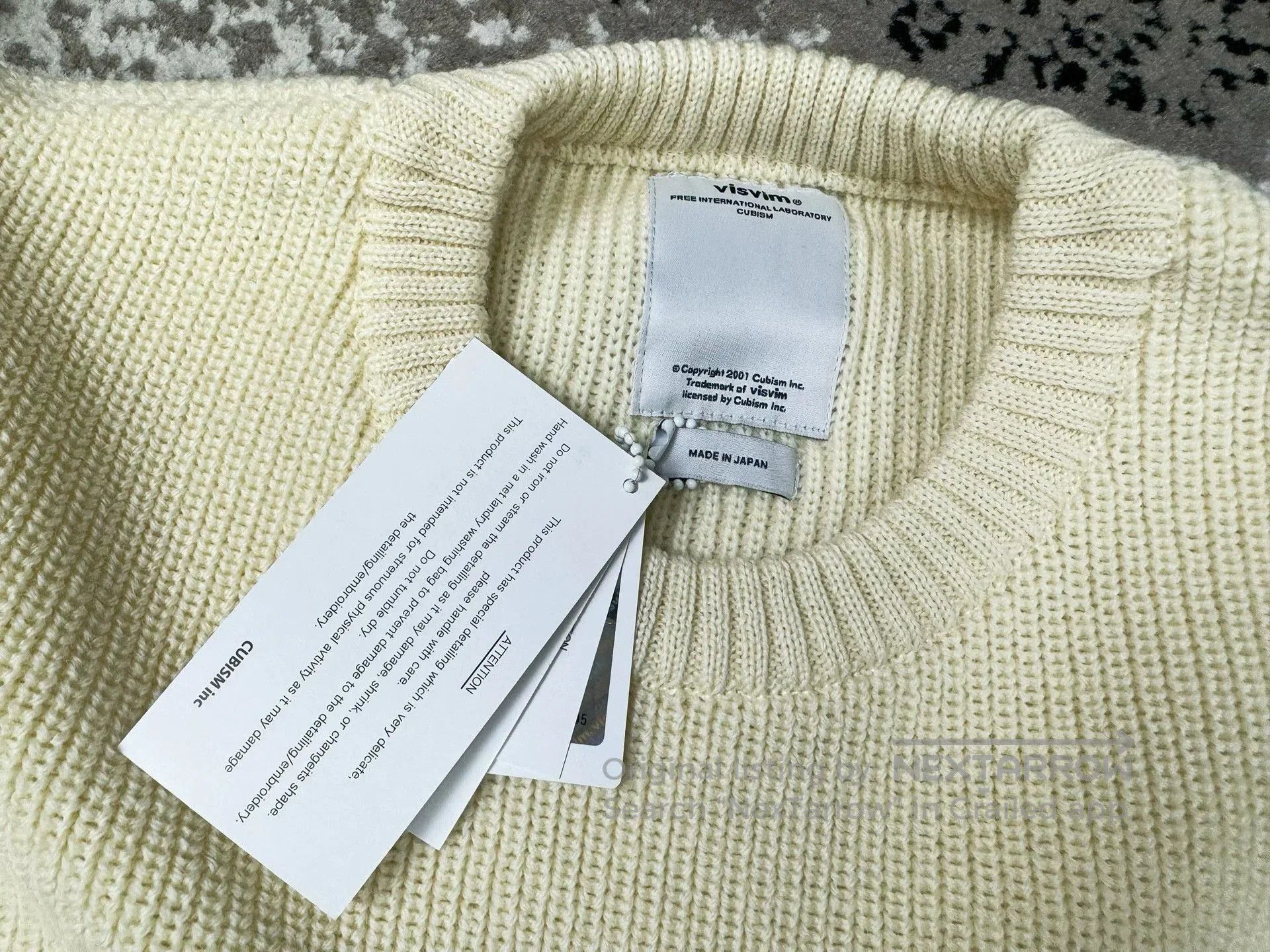 Visvim White Knit Sweater with Plaid Elbow Patches Size S. Size US S / EU 44-46 / 1 - 3 Thumbnail