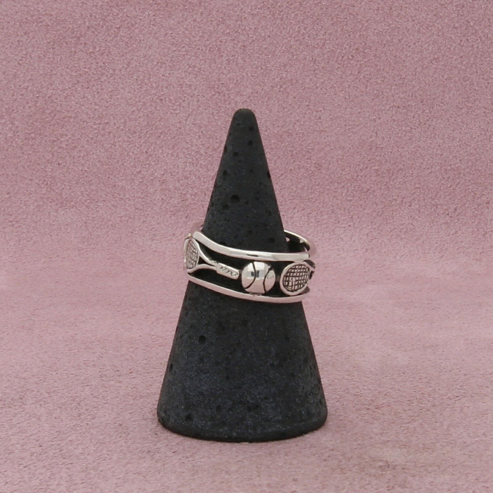 Sterling Silver sterling silver tennis ball & racket band ring size 6.75 Size ONE SIZE - 4 Thumbnail