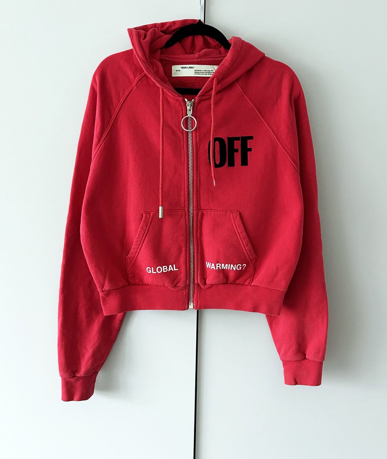 Off-White Off White hoodie global warning red Size S / US 4 / IT 40 - 1 Thumbnail