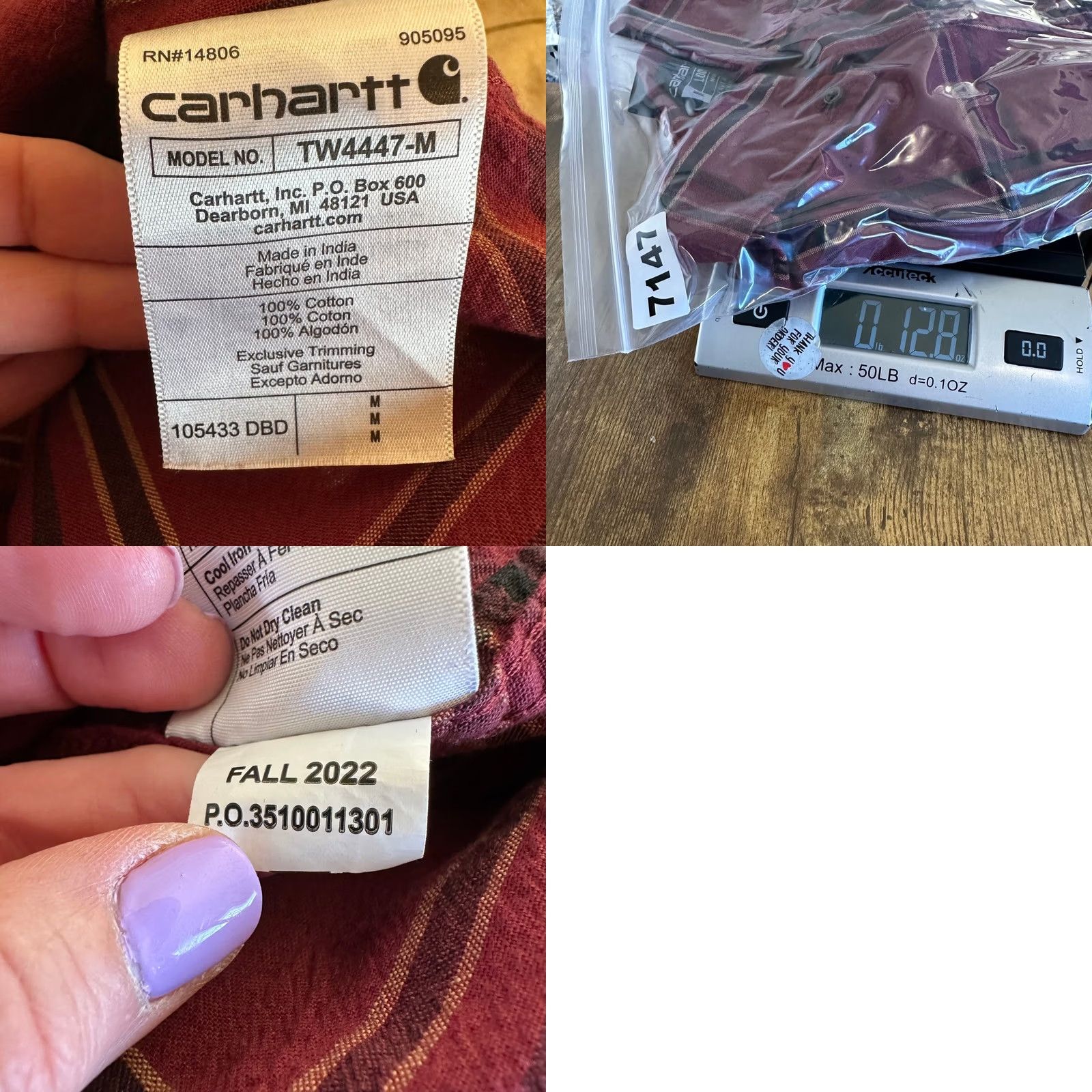 Carhartt Carhartt Mens Plaid Button-Down Shirt Red Black TW4447-M Medium Size US M / EU 48-50 / 2 - 8 Thumbnail