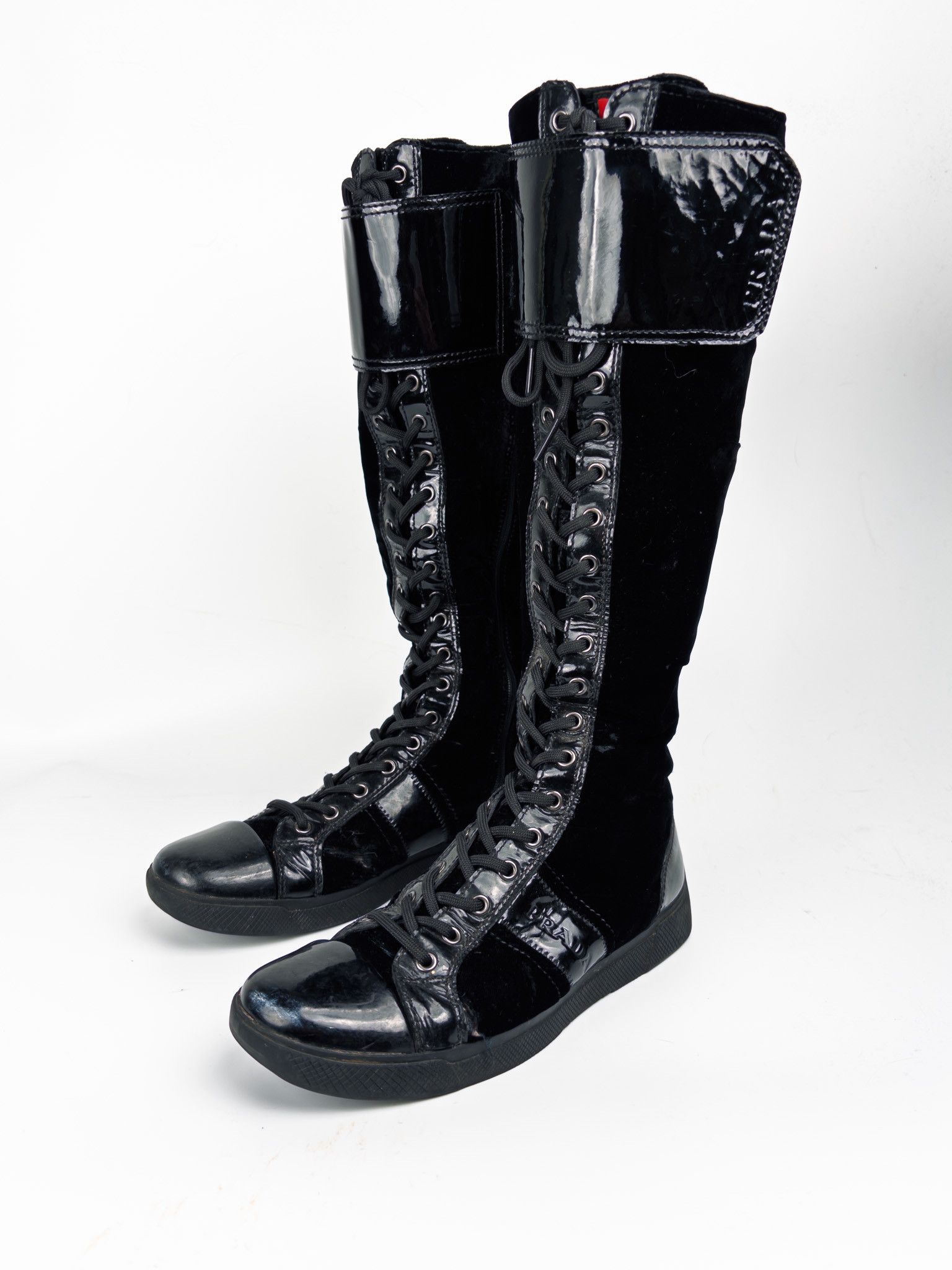 Prada Vintage Y2K 2000s Prada Velvet High Riding Boots Size US 7 / IT 37 - 1 Thumbnail
