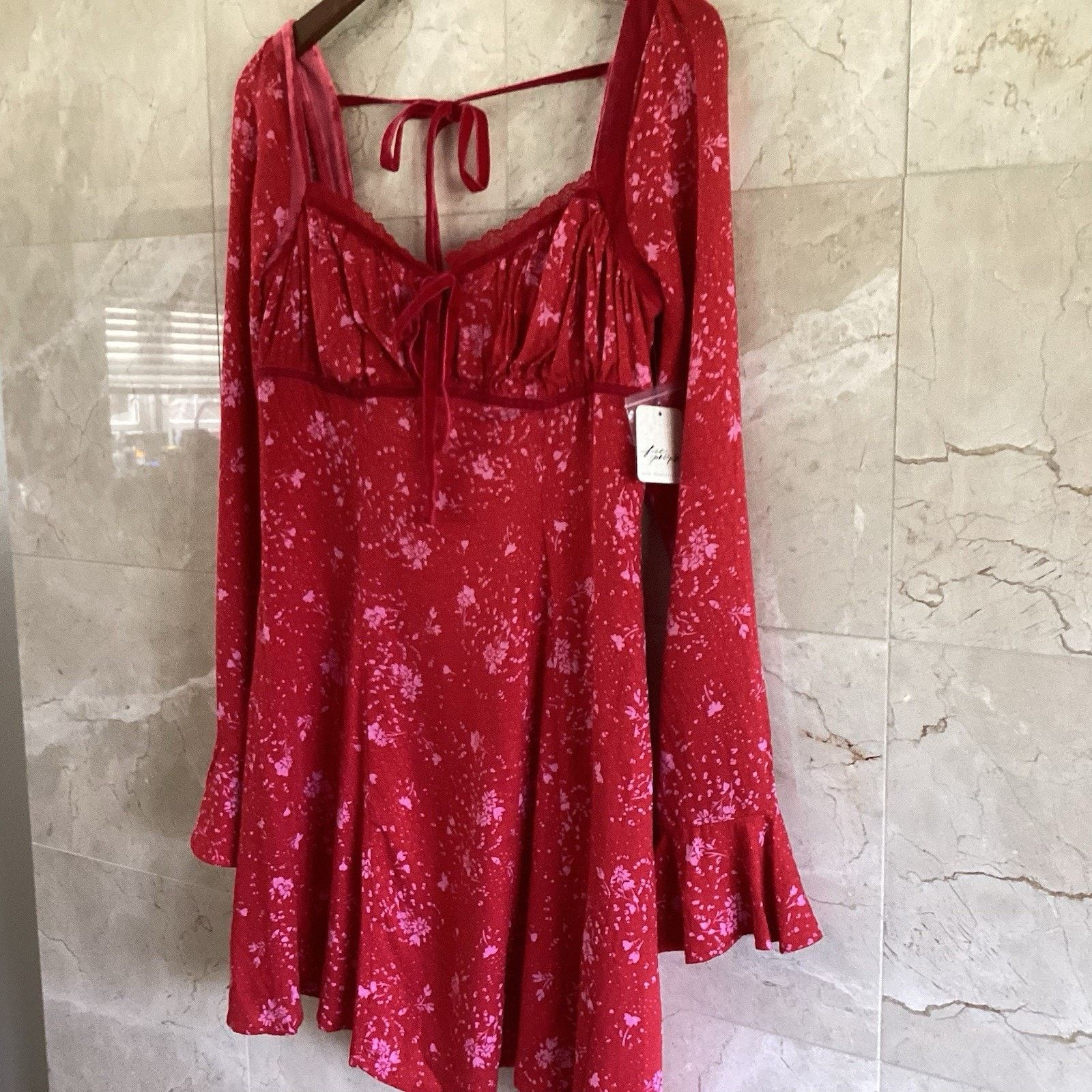 Free People Free People Tess Mini Dress Small Boho Milkmaid Floral Girly Size S / US 4 / IT 40 - 5 Thumbnail