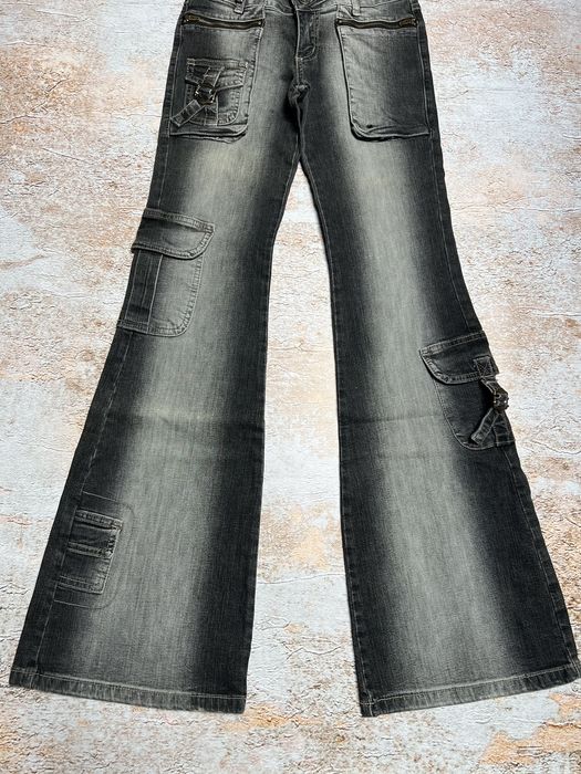 Japanese Brand Vintage Japanese super flare cargo jeans | Grailed