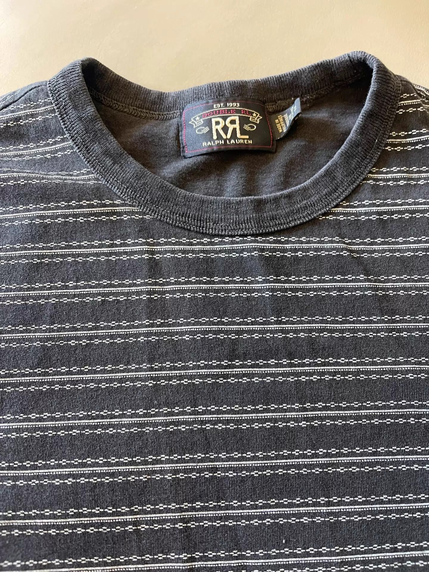 RRL Ralph Lauren RRL Double RL 2025 New Washed Black Striped S Tee (worn once) Size US S / EU 44-46 / 1 - 3 Thumbnail