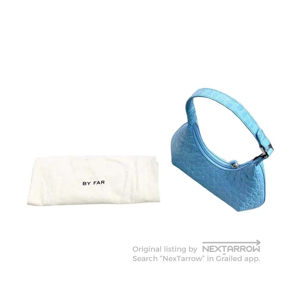 By Far Blue Crocodile-Embossed Handle Bag|, Women's