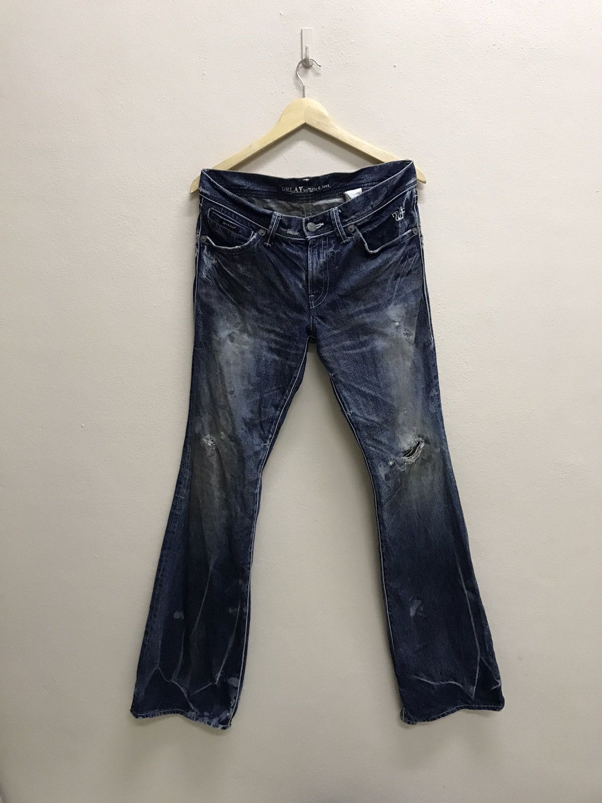 &SONS Vintage Delay Ufin & Sons Distressed Denim Flare Jeans Size US 32 / EU 48 - 3 Thumbnail
