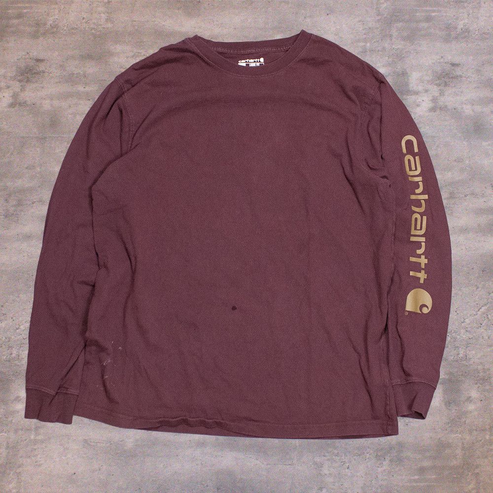 Carhartt Carhartt Loose Fit Burgundy Long Sleeve T-Shirt Size US L / EU 52-54 / 3 - 1 Thumbnail