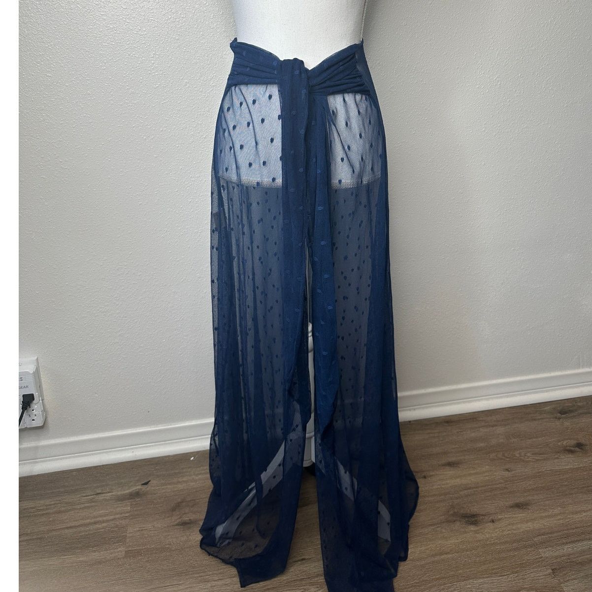 Other Ancora Navy Blue Polka Dot Sheer Scarf Wrap Size ONE SIZE - 8 Thumbnail