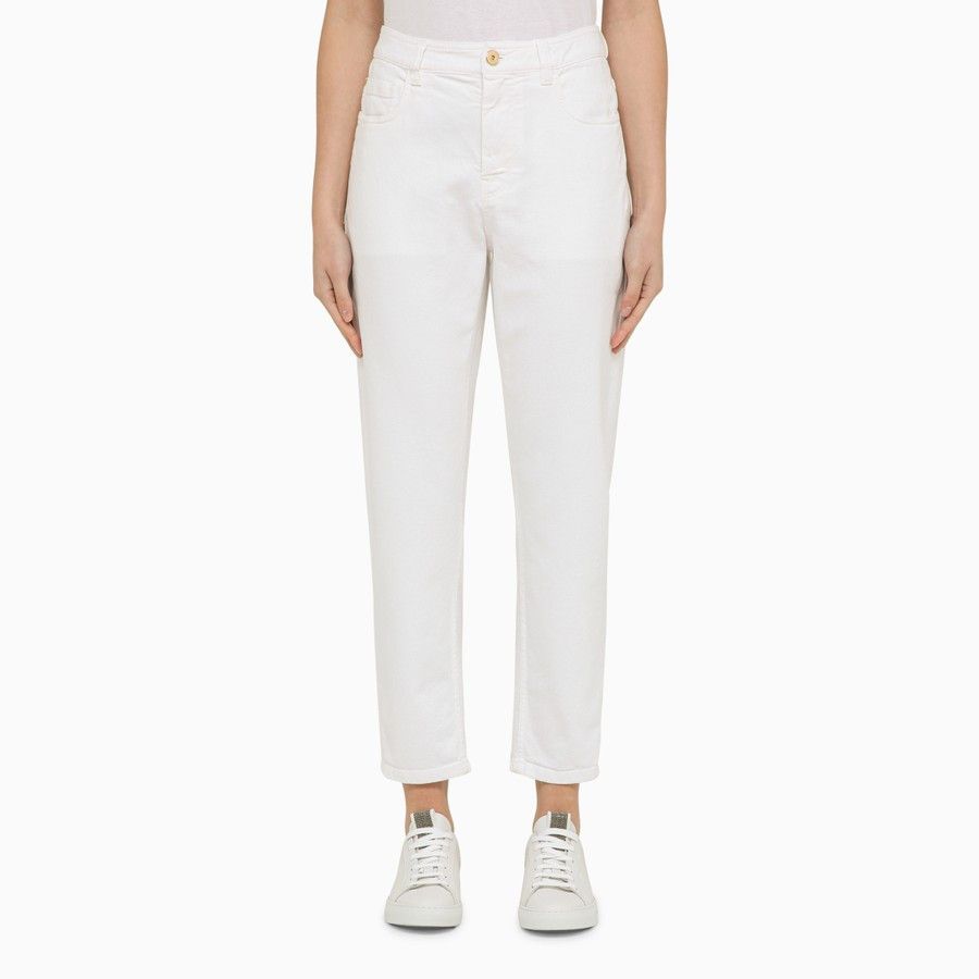 Brunello Cucinelli o1d2blof0824 Regular Cotton Trouser in White Size 30" / US 8 / IT 44 - 1 Thumbnail