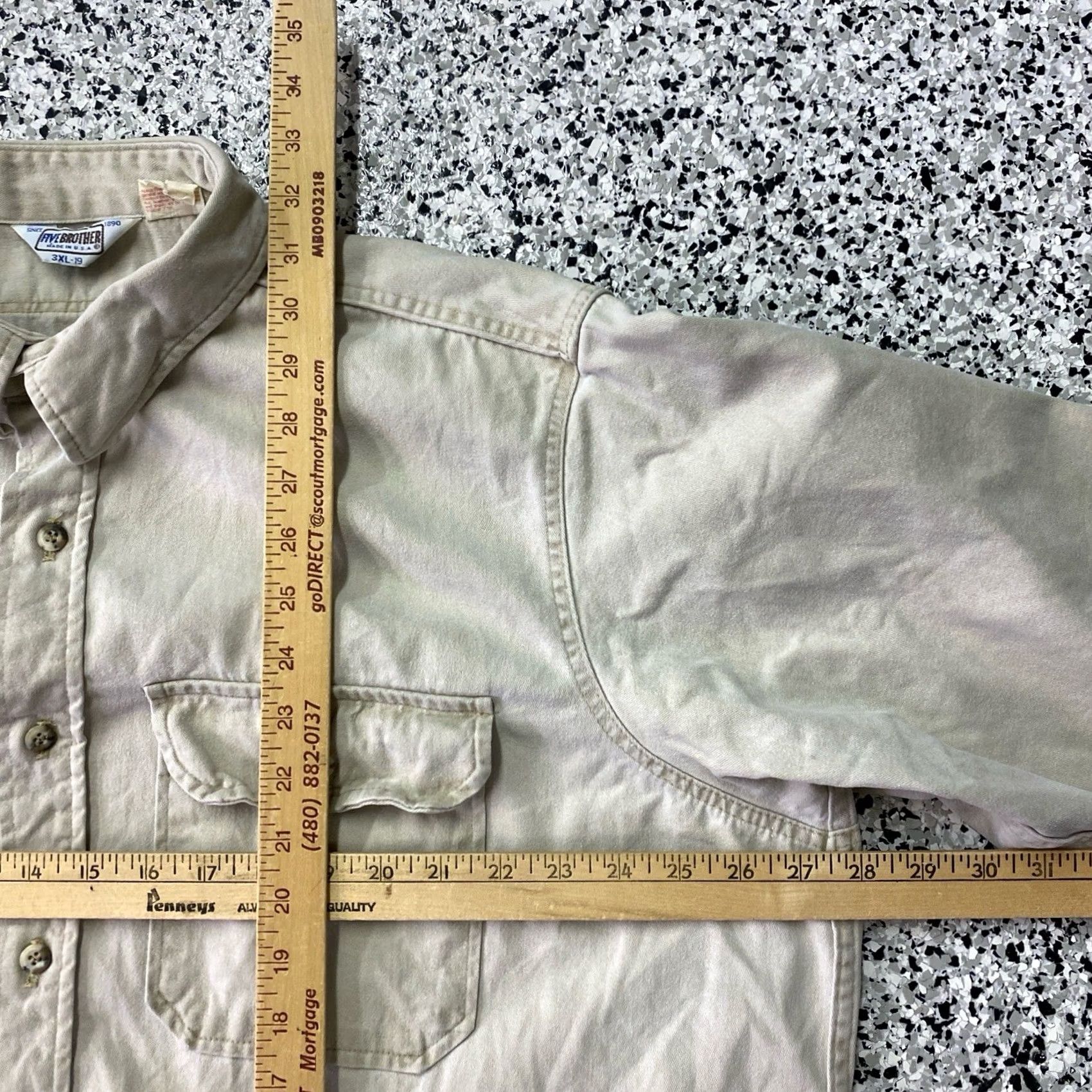 Vintage VINTAGE Five Brother Shirt Mens 3XL Beige Flannel Work Heavy Utility Outdoor Button-Up Long Sleeve Cotton Size US XXL / EU 58 / 5 - 4 Thumbnail