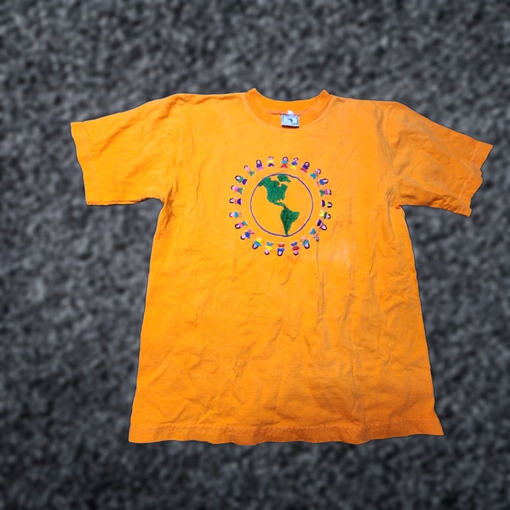 Vintage VINTAGE Womens XL Hand Embroidered Guatemalan Cotton Orange T Shirt Size XL / US 12-14 / IT 48-50 - 1 Thumbnail