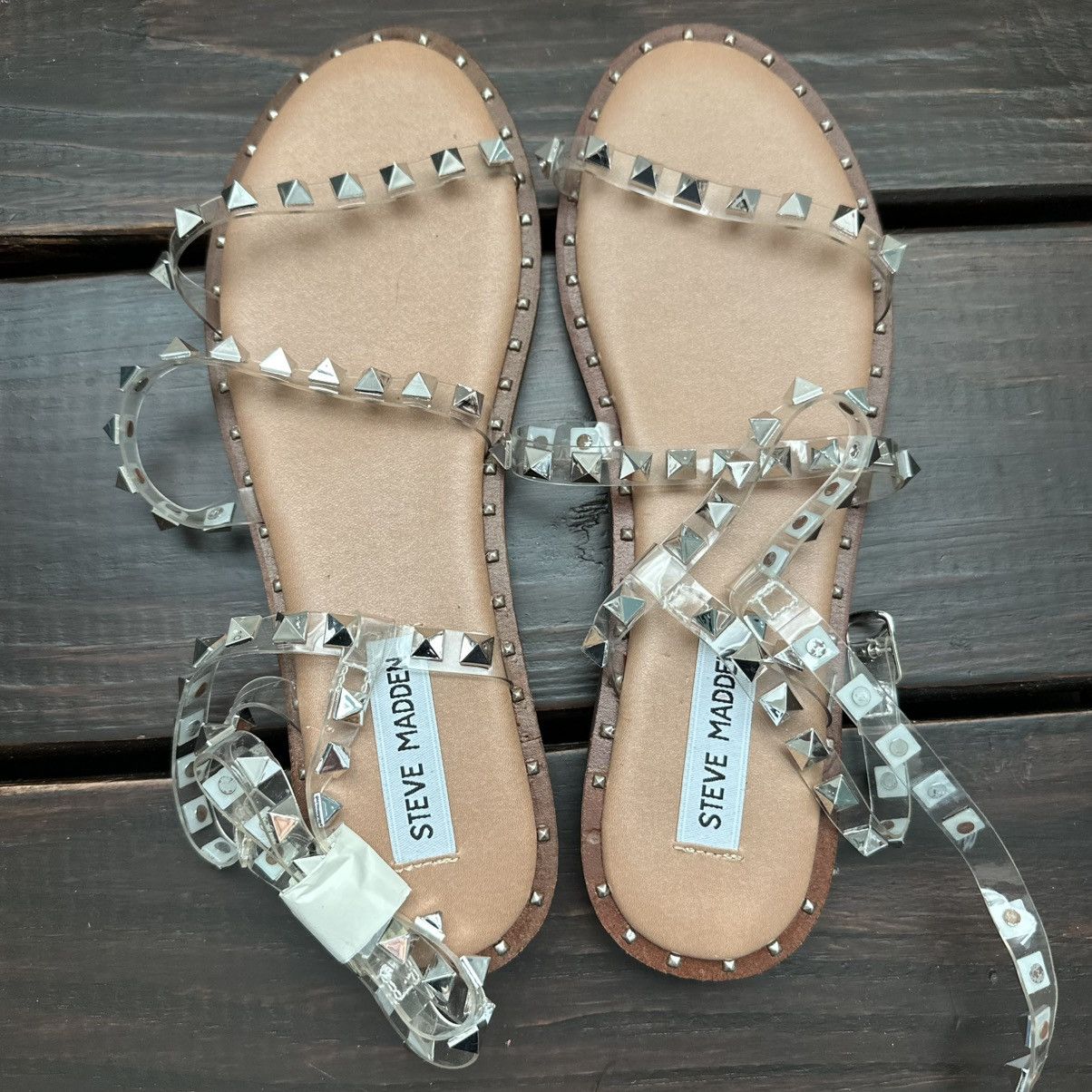 Steve Madden Steve Madden Travel Sandal Sz 7.5 NEW Stud Clear Ankle Strap Size US 7.5 / IT 37.5 - 1 Thumbnail