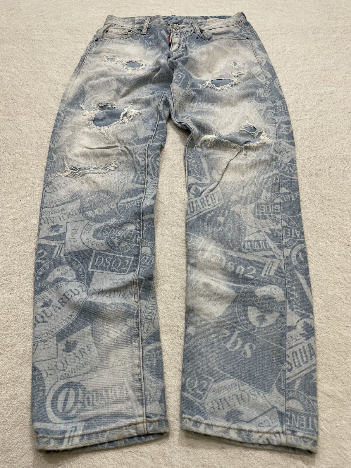 Hysteric Glamour 2000s Dsquared Distressed Denim Full Print Y2K Size US 31 - 1 Thumbnail