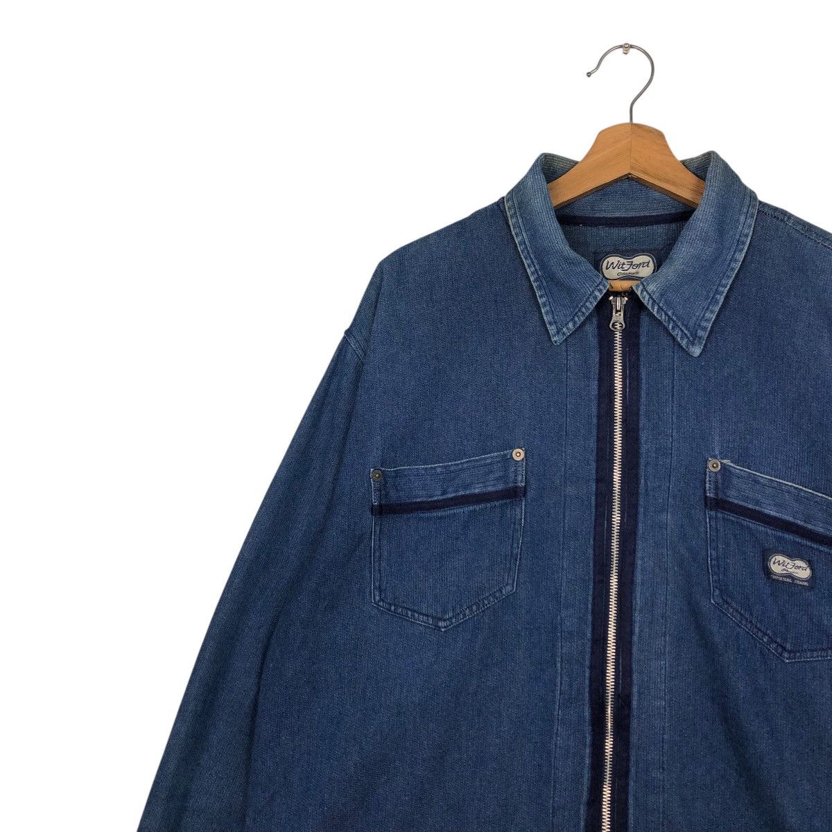 Japanese Brand Rare Witford Classic Oversized Denim Zip Shirt Jacket LL Size US L / EU 52-54 / 3 - 8 Thumbnail