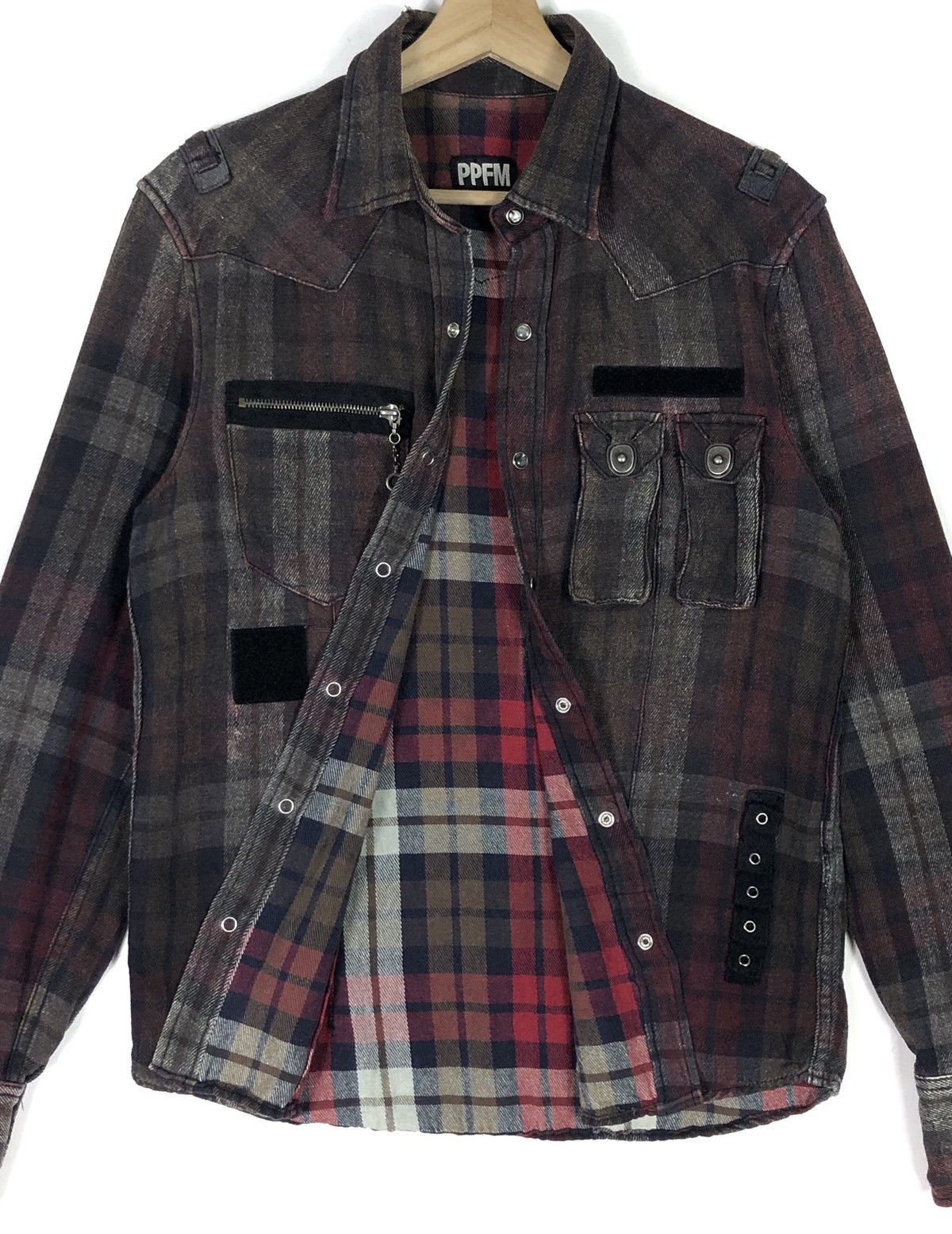 PPFM RARE🔥PPFM WESTERN PUNK CARGO BUTTON FLANNEL SHIRT JACKET Size US M / EU 48-50 / 2 - 7 Thumbnail