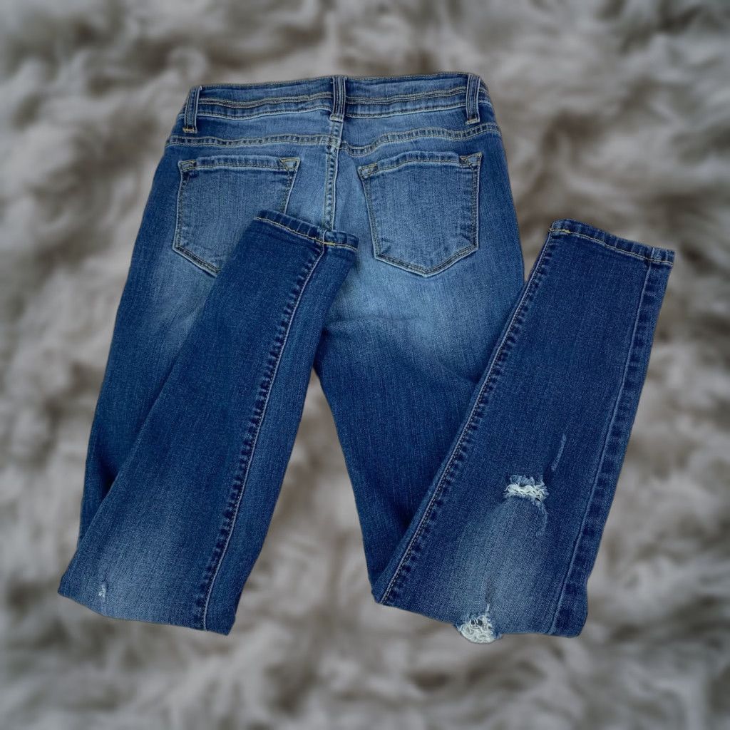 Vintage Kancan Junior Teens Jeggings Jeans 3/25 Skinny Mid-Rise Distressed Medium Wash Shirt Jeans 3/25 Distressed 90s City KanCan Mens Womens Teens? Size 26" / US 2 / IT 38 - 1 Thumbnail