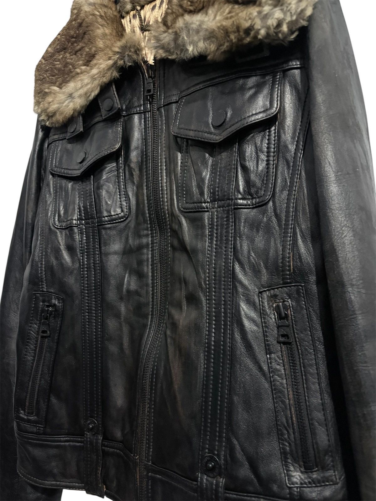 14th Addiction X chrome in X Fur Patina Style Leather Jacket Size US XS / EU 42 / 0 - 2 Thumbnail