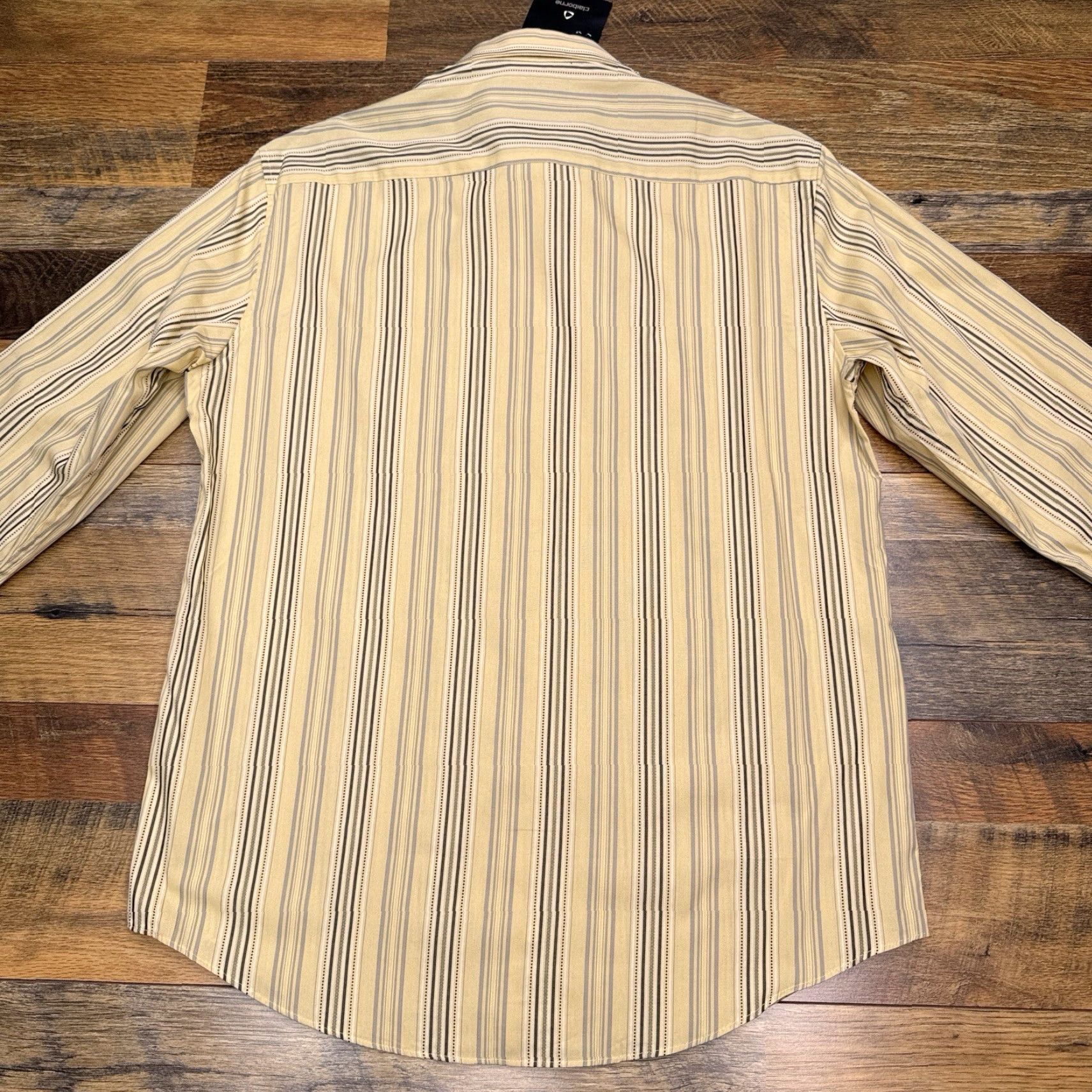 Liz Claiborne Claiborne Shirt Mens M Yellow Striped Button-Up Knit Cotton Long Sleeve Collar Button Up Casual Workwear 90s Theme Colorful Size US M / EU 48-50 / 2 - 3 Thumbnail