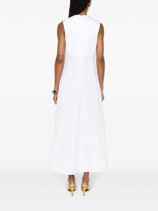 Jil Sander o1mt1gz0625 Midi Dress in White Size L / US 10 / IT 46 - 3 Thumbnail