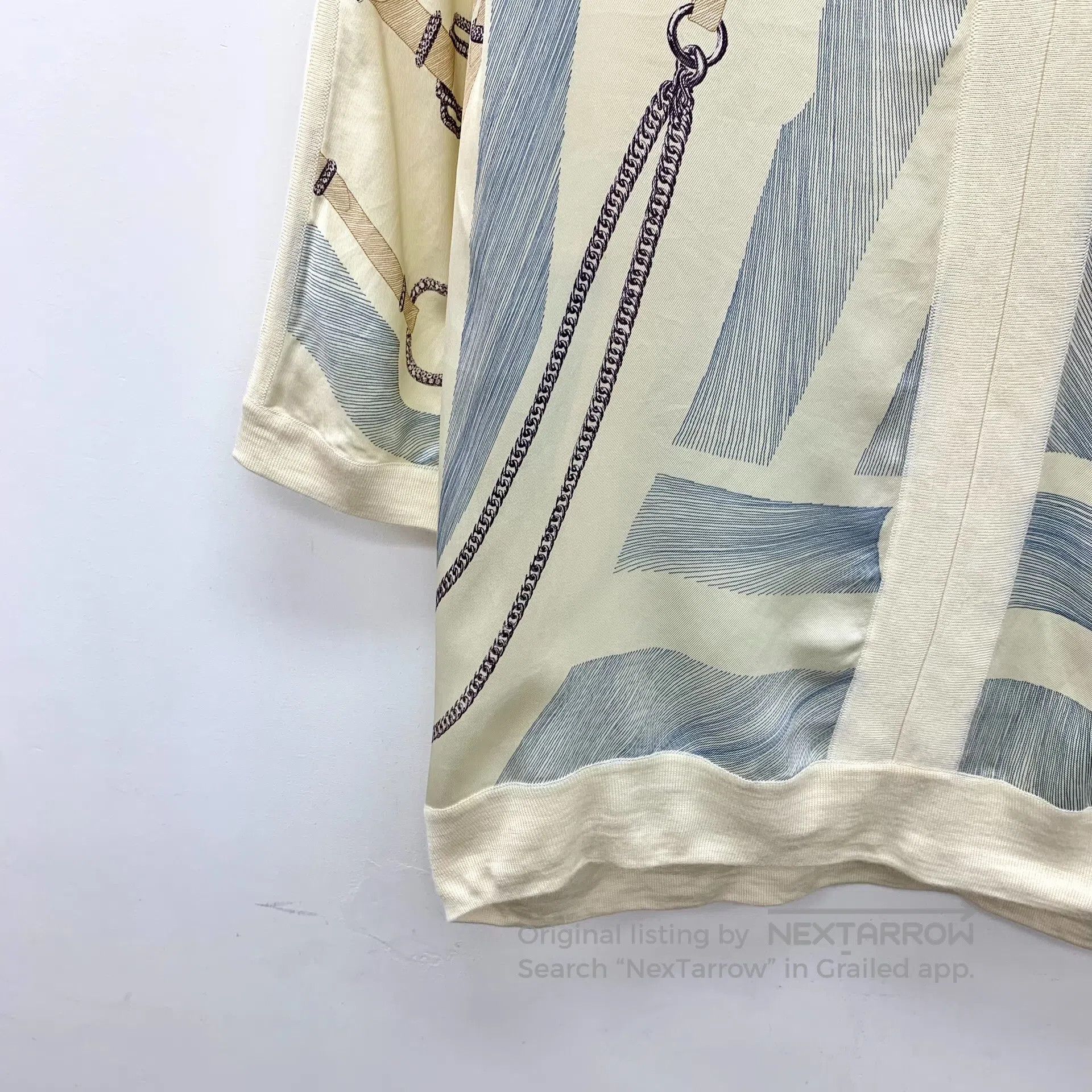 Hermes Hermes Beige lock buckle print cashmere V-neck top| Size XXS / US 00 / IT 34 - 4 Thumbnail